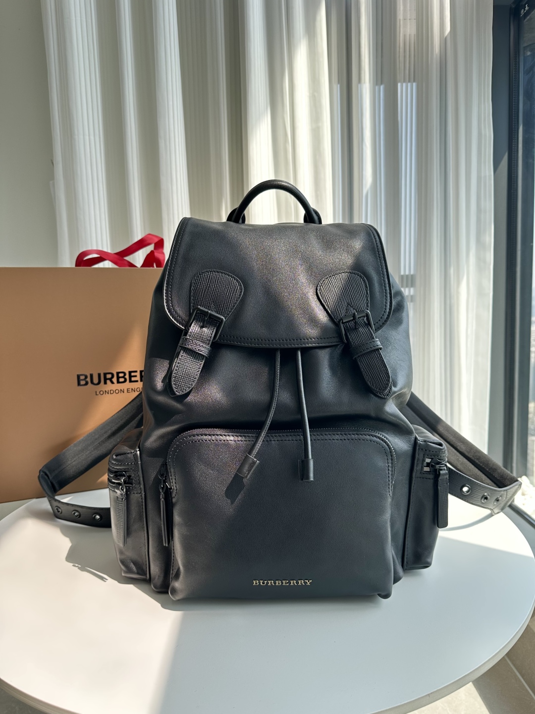 BURBERRY Weatherproof Leather Large Rucksack