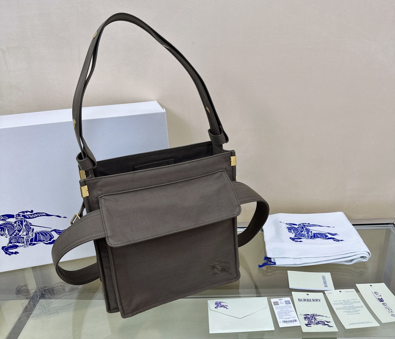 Burberry Logo Embroidered Trench Phone Shoulder Bag