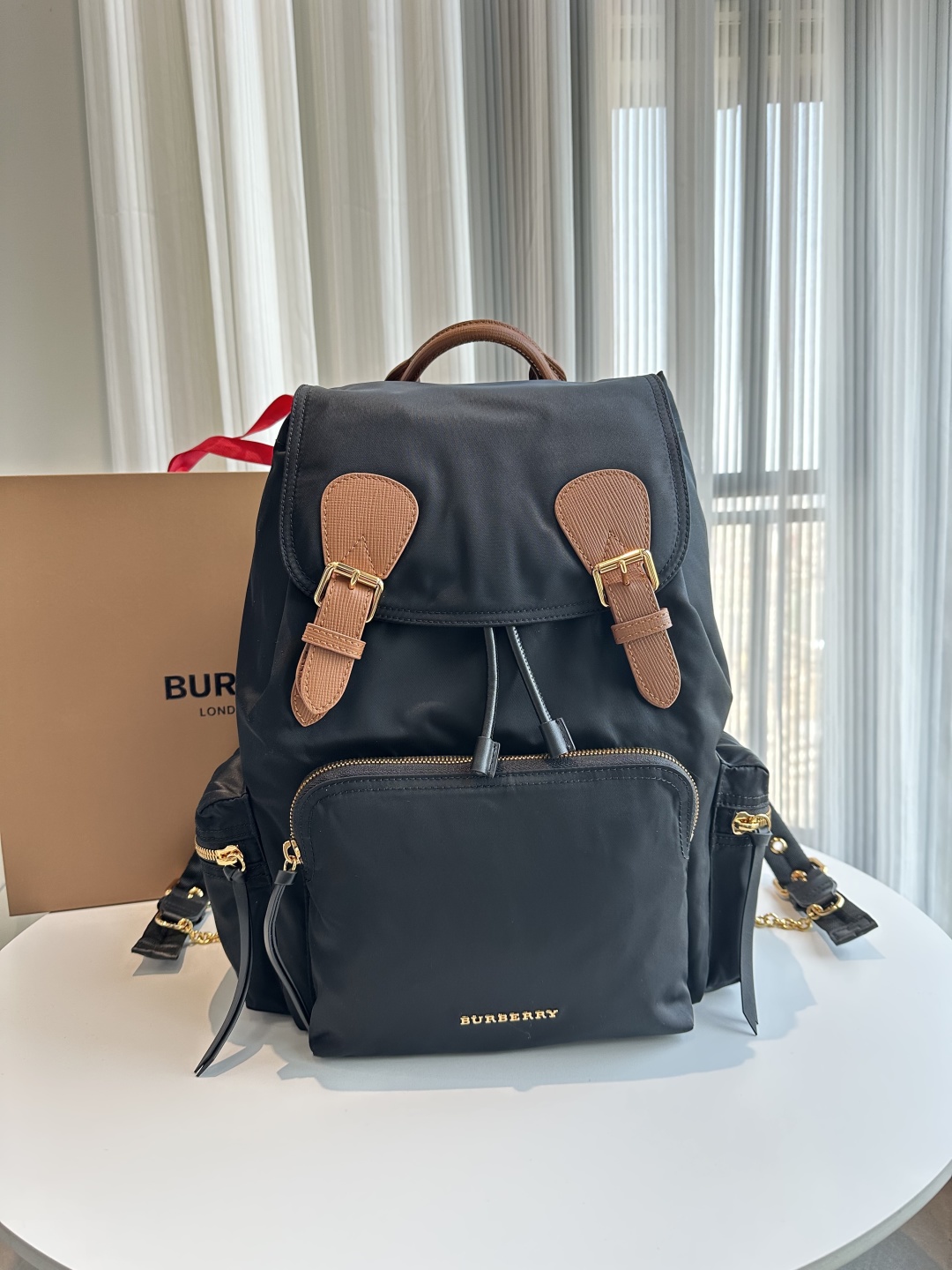 BURBERRY Nylon Medium Rucksack Backpack Black