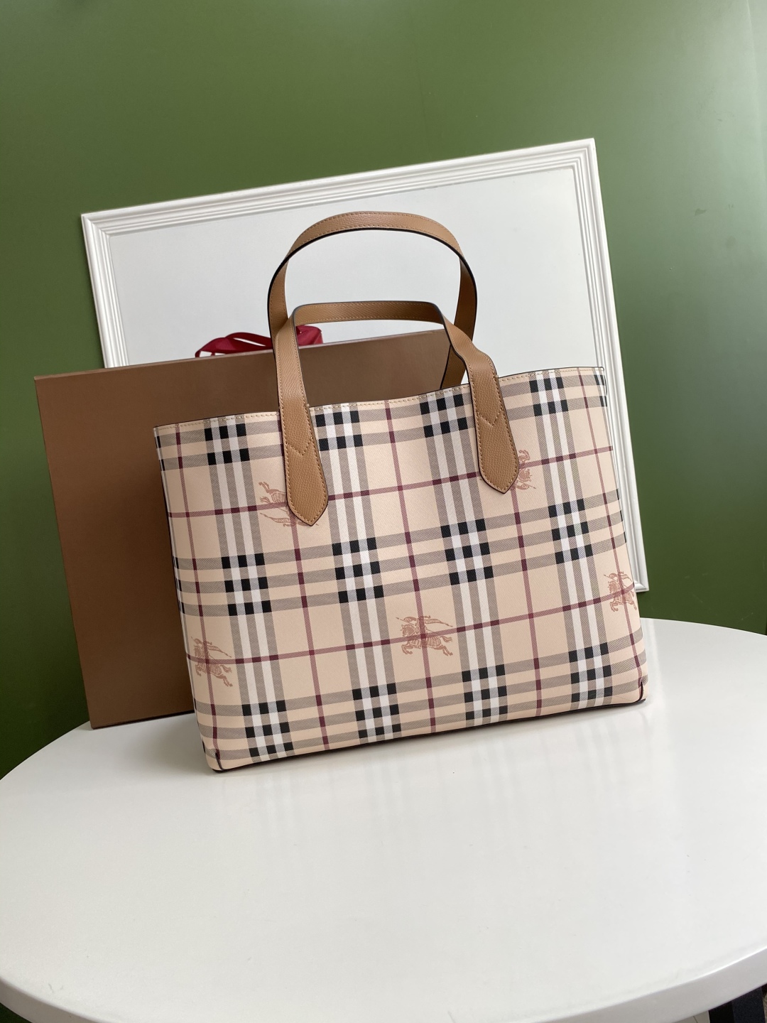Burberry Beige Leather and Haymarket Check Coated BURBERRY  01829