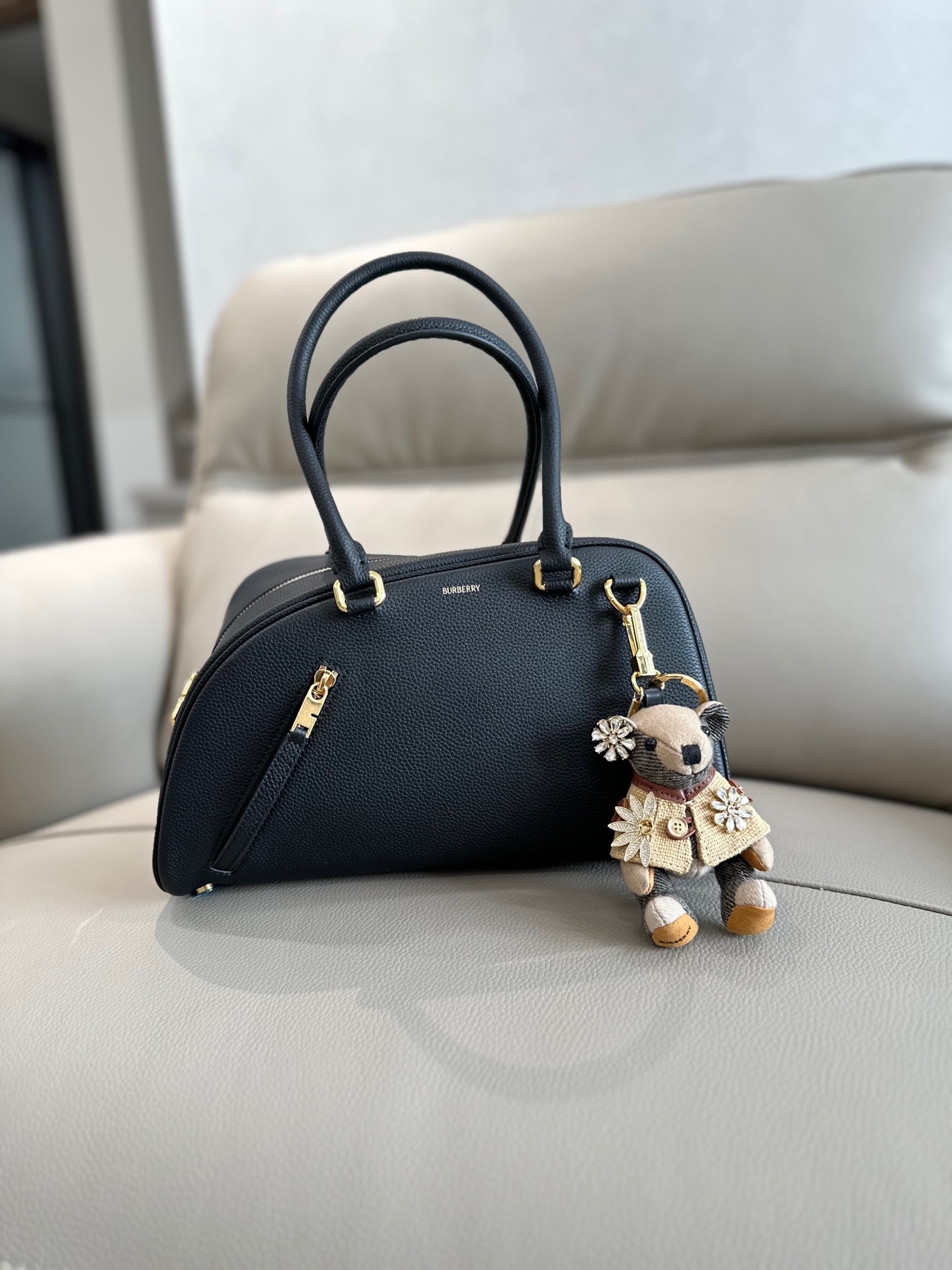 Burberry Black Small Shield Twin Bowling Bag Burberry