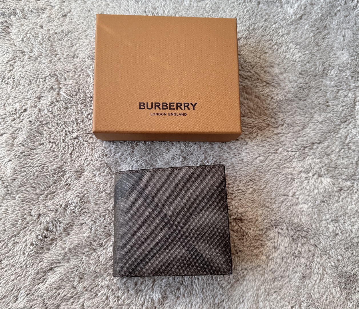Burberry Black Smoked Check Coated Canvas Bifold Wallet