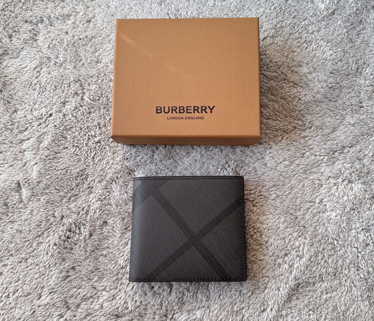 Burberry Black Smoked Check Coated Canvas Bifold Wallet