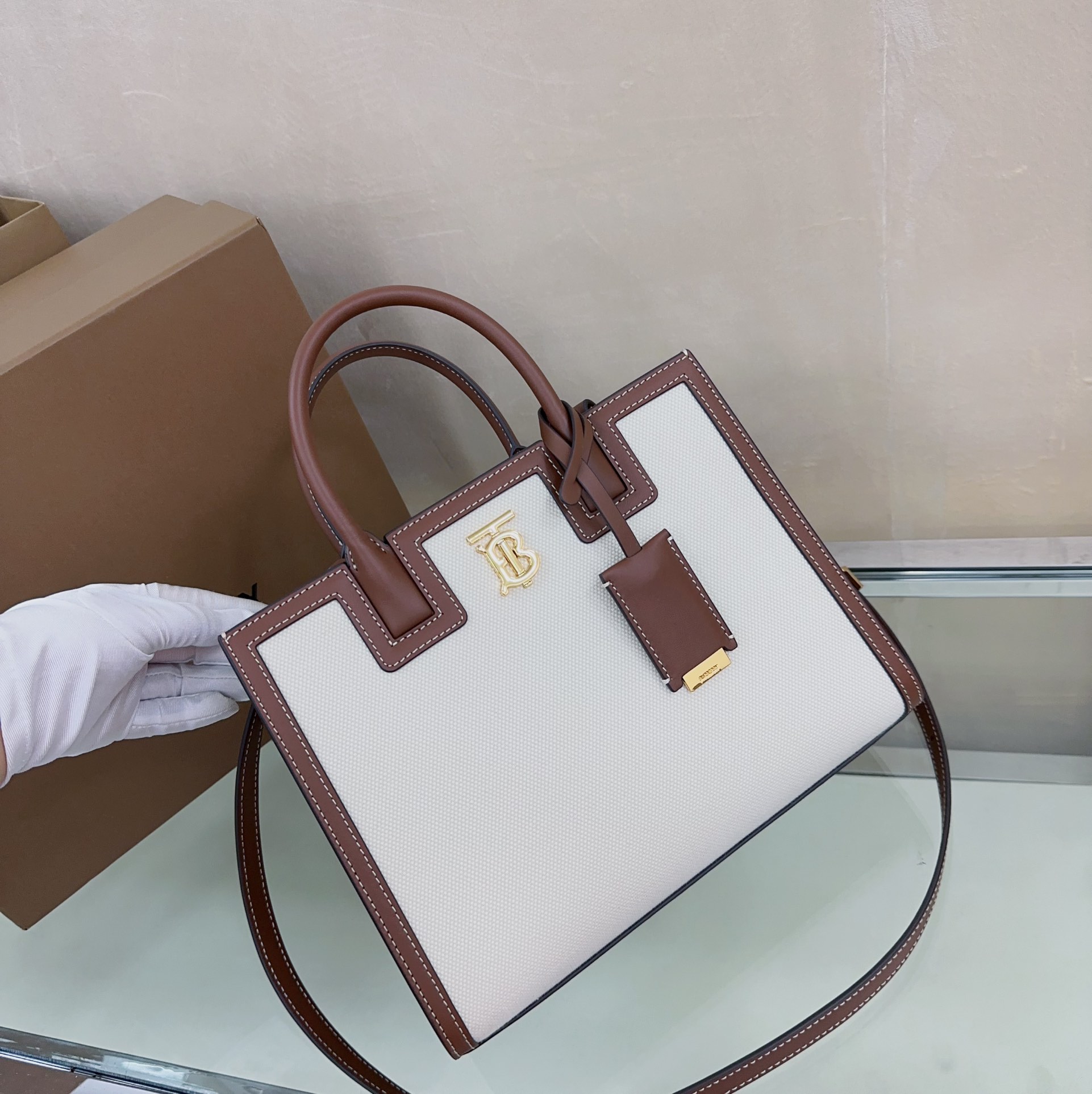 Burberry Frances Handbag Brown in Canvas