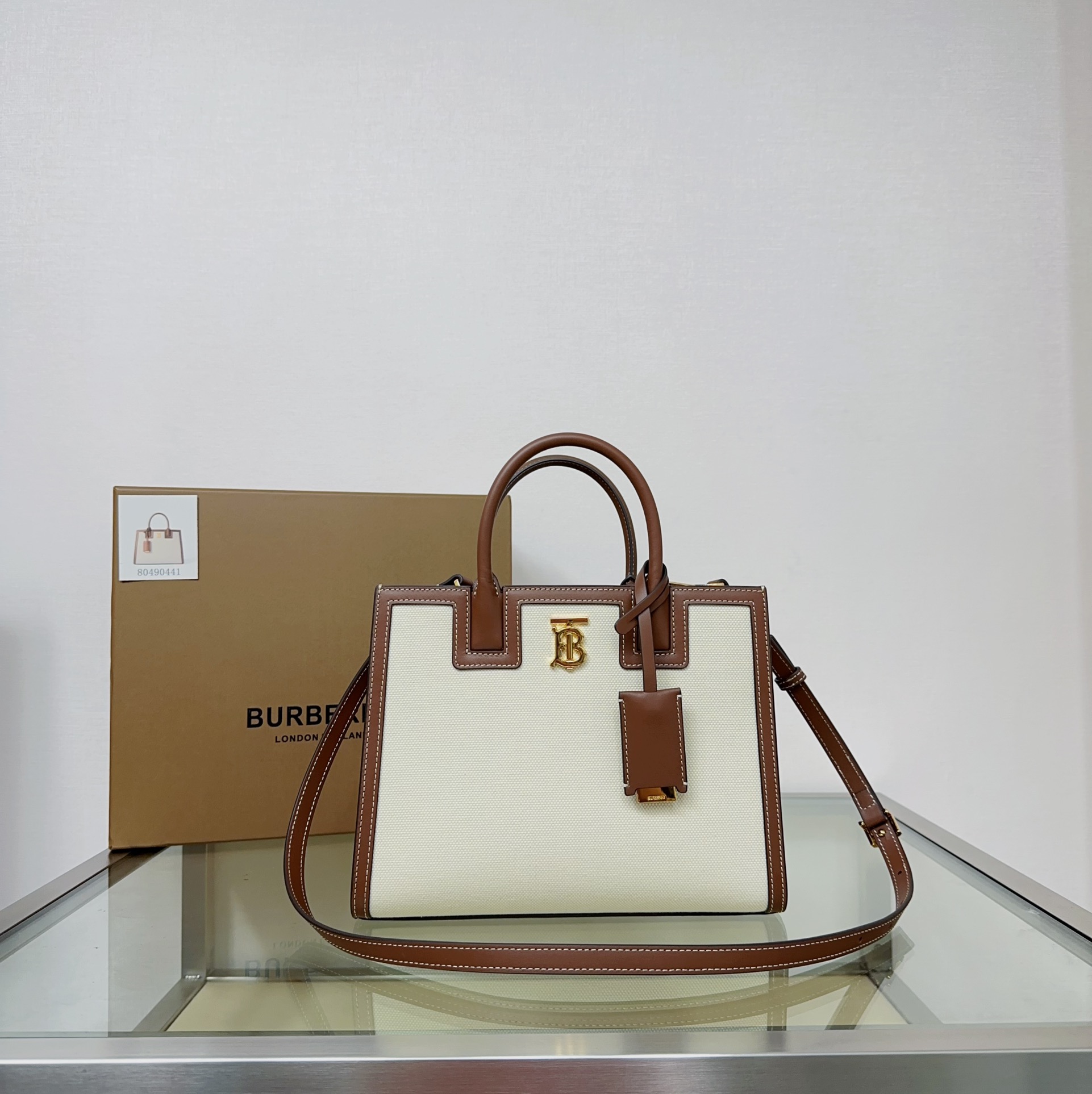 BURBERRY Canvas Smooth Calfskin Mini Frances Tote