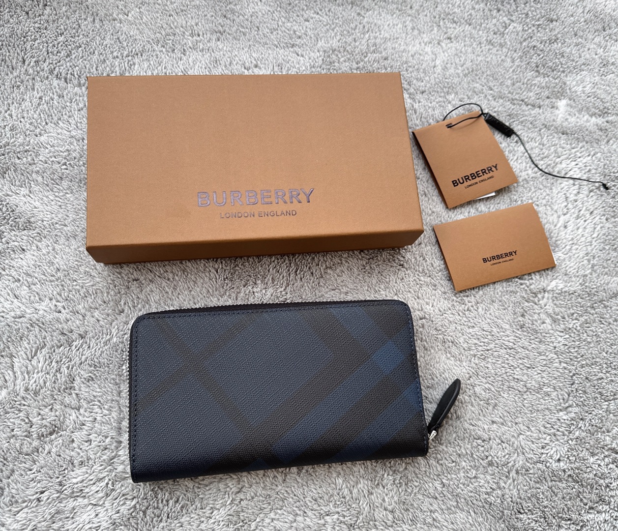 Burberry Purses, wallets, cases Black Blue Leather Cloth