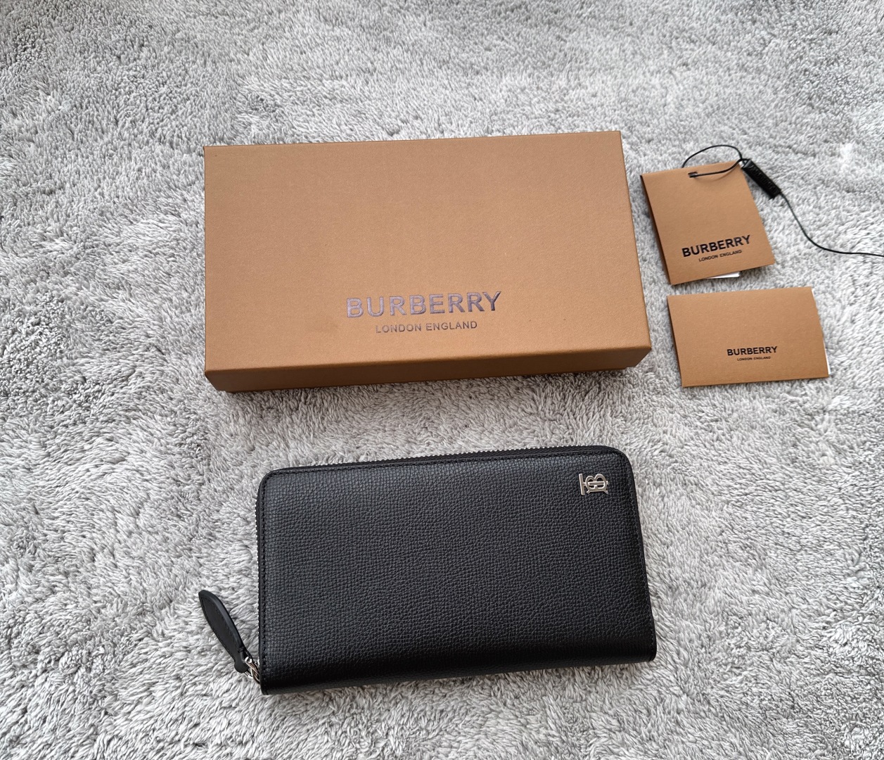 Burberry Black Leather Long Wallet for Men ref.1446559