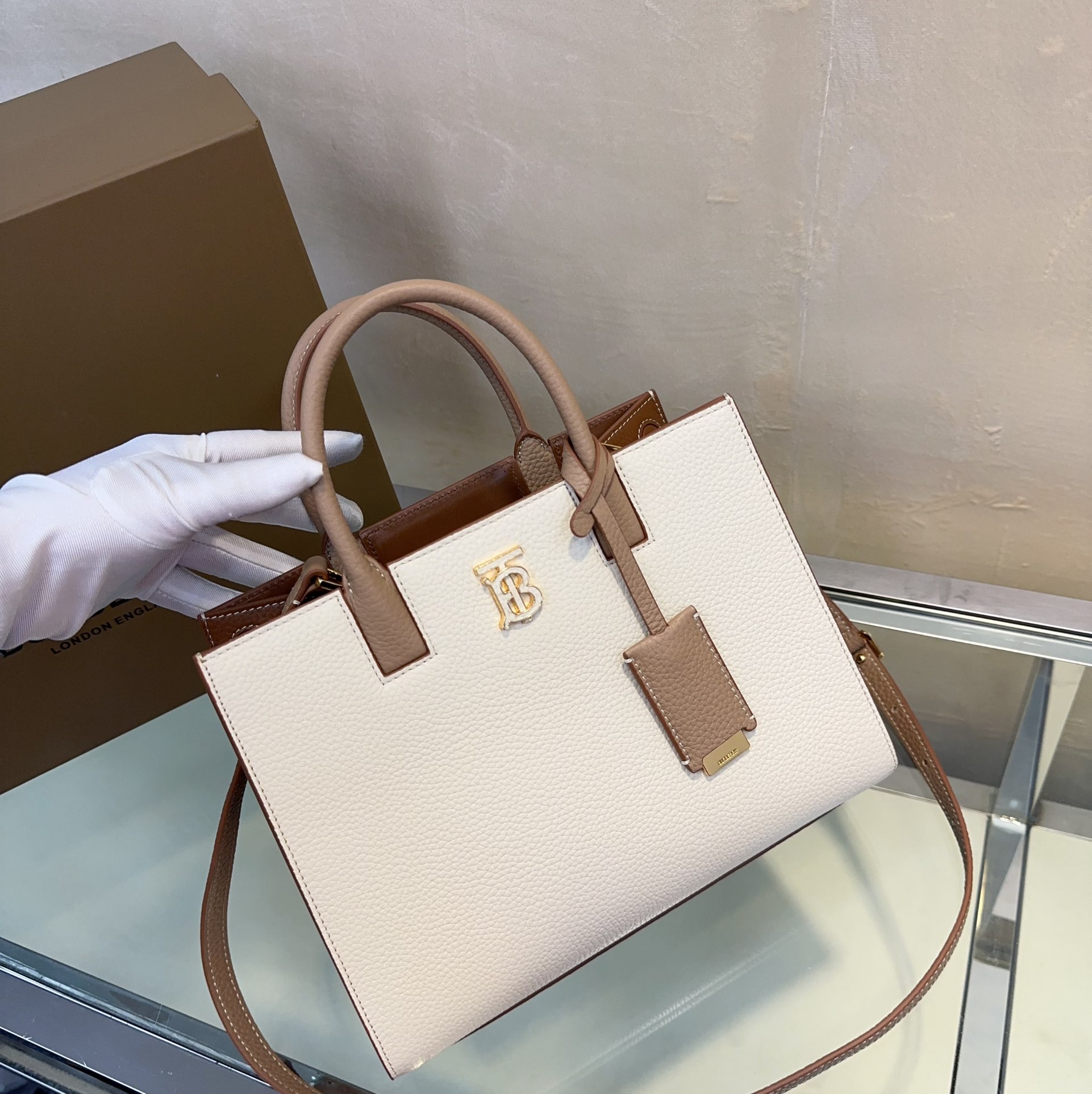 Burberry Leather Frances Handle Bag – Brown Handle