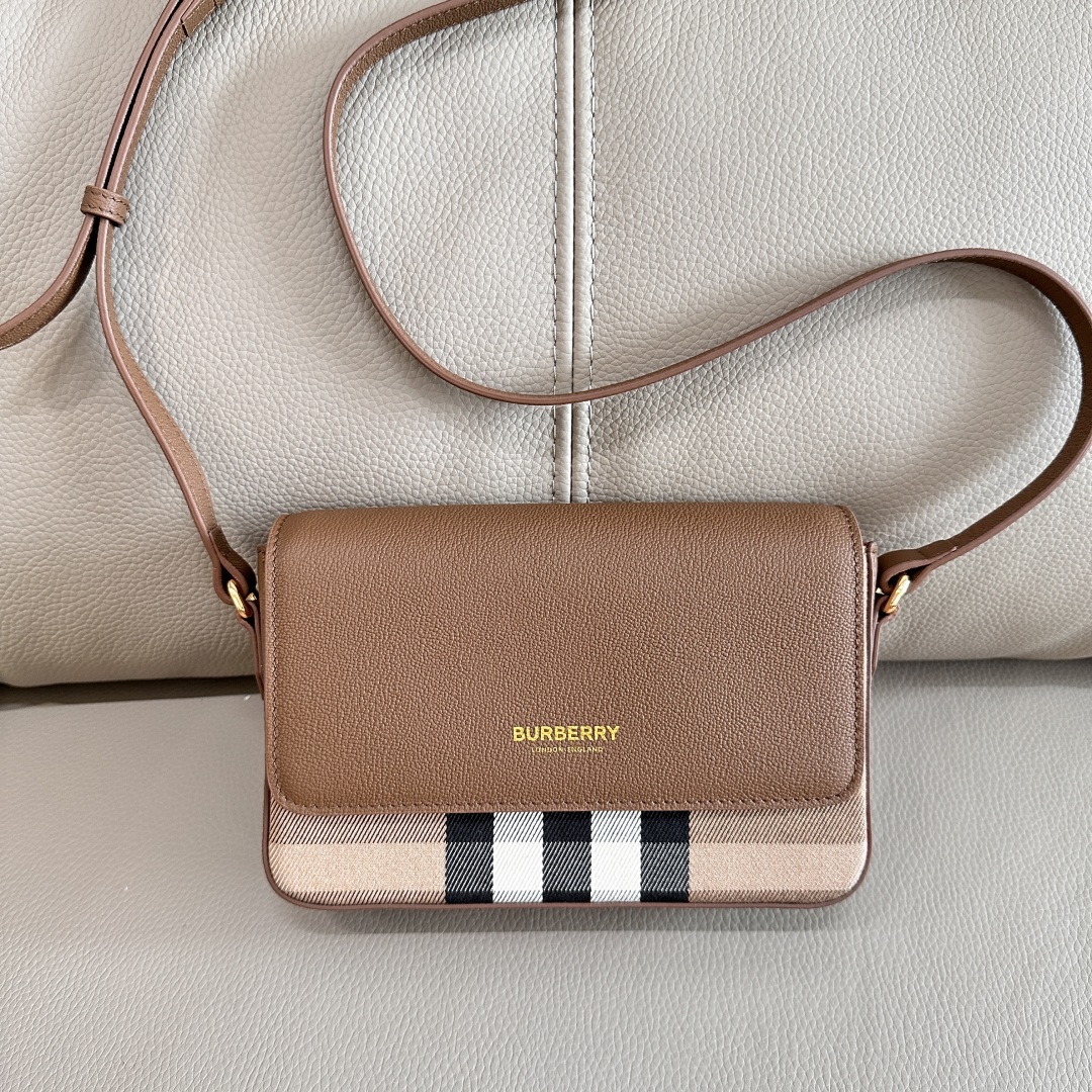 Burberry Check Canvas & Leather Crossbody Women’s