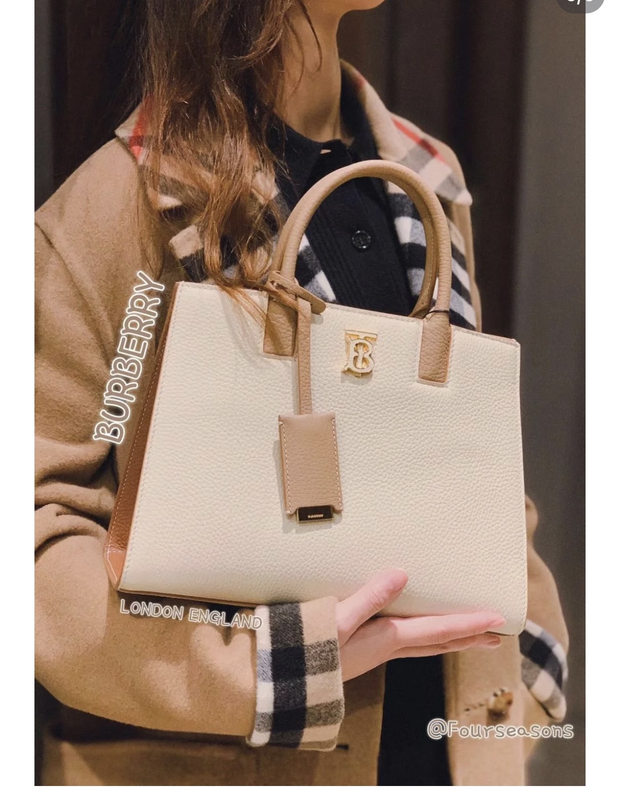 Burberry Francis Mini Two-Tone Tote Bag Shoulder Bag