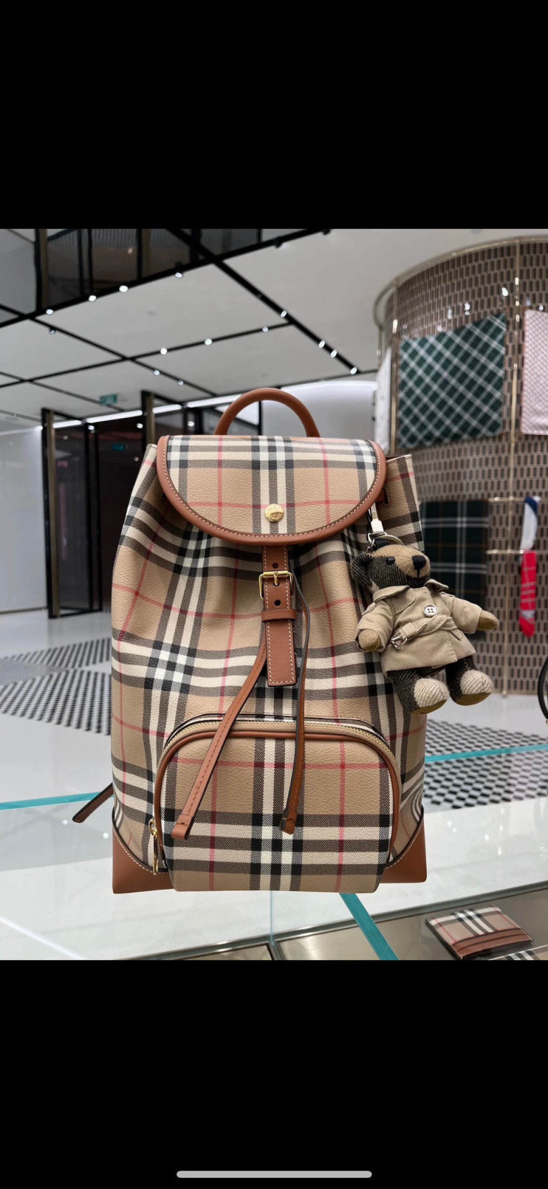 BURBERRYCheck Backpack in Dark birch brown – Women | Burberry