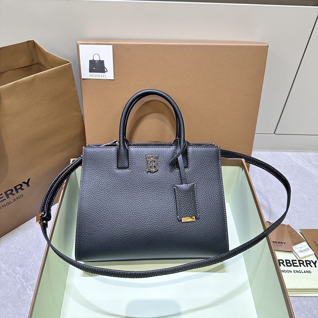 Burberry TB Grainy Leather Tote Crossbody Bag |