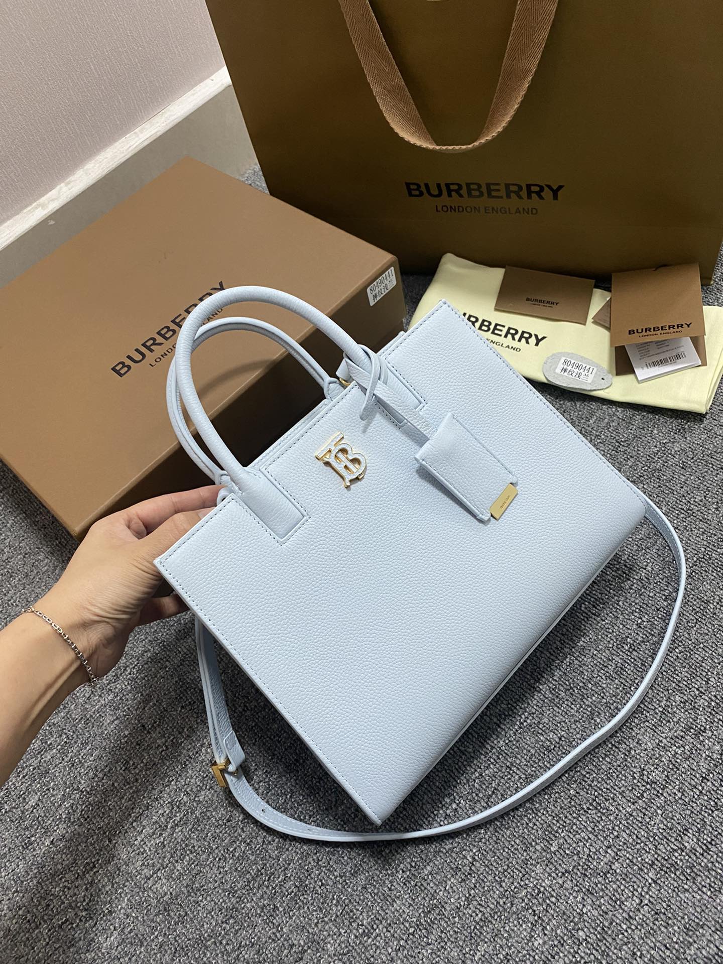 Burberry Leather Mini Frances Handle Bag w/ Tags – Blue