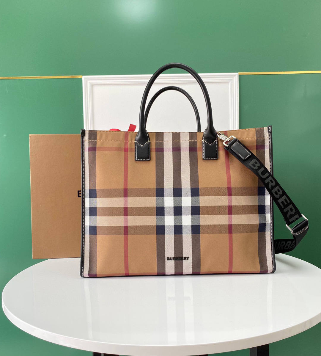 Burberry Beige Check Denny Tote Burberry