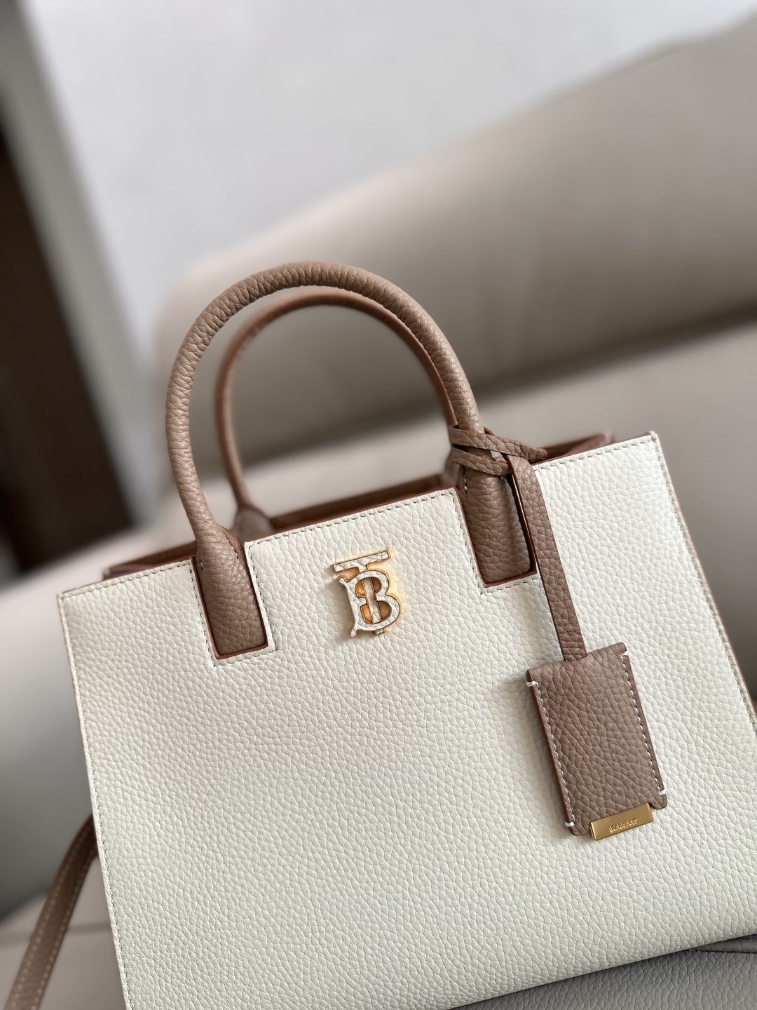 Burberry Leather Frances Handle Bag – Brown Handle