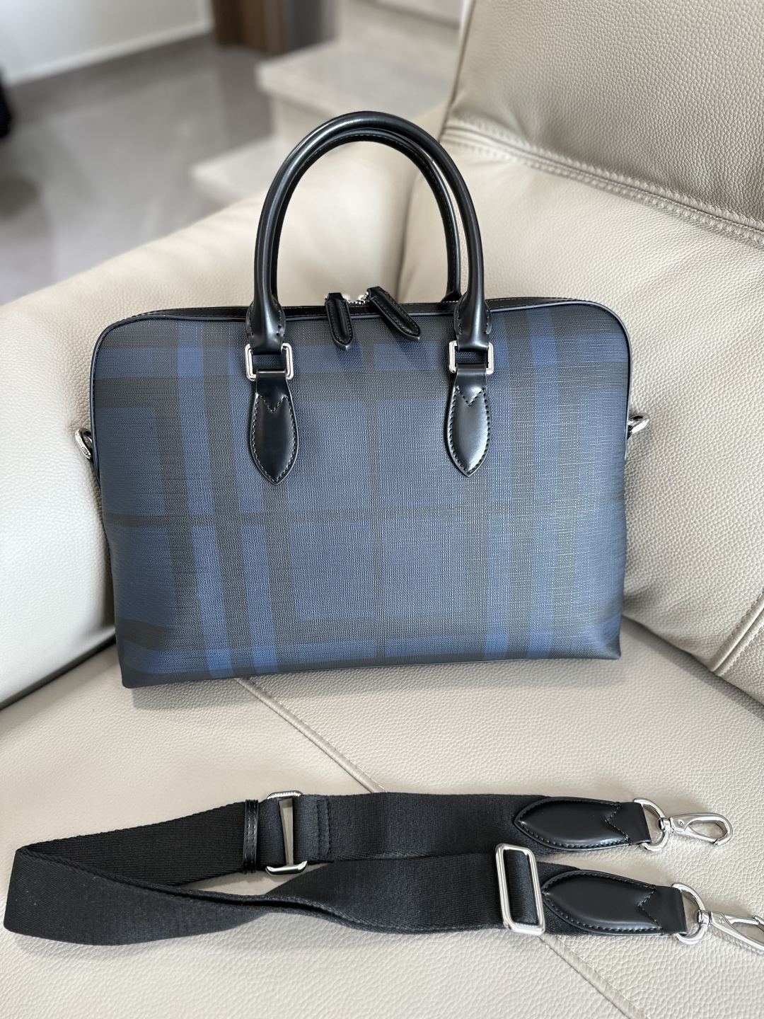 Burberry Men’s Business Bag Briefcase PVC Coated Canvas BURBERRY  02359
