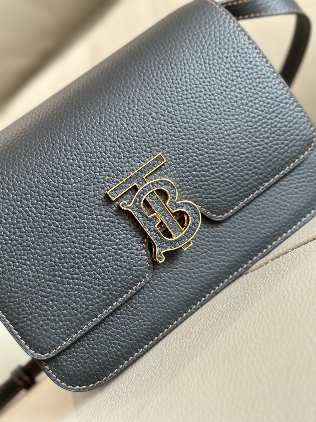 Burberry Grainy Leather Mini TB Bag | Black |