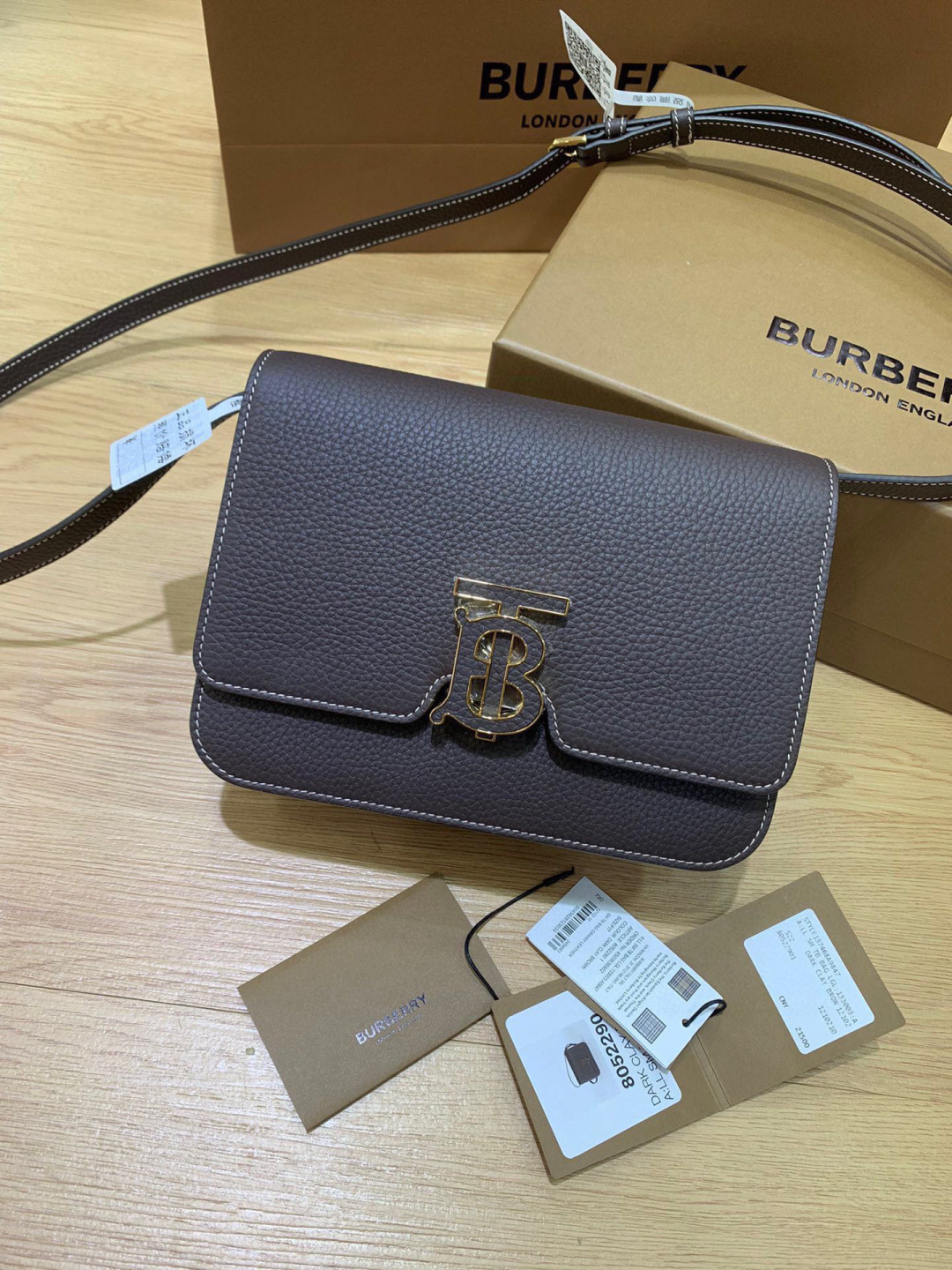 Burberry Grainy Leather Mini TB Bag | Black |