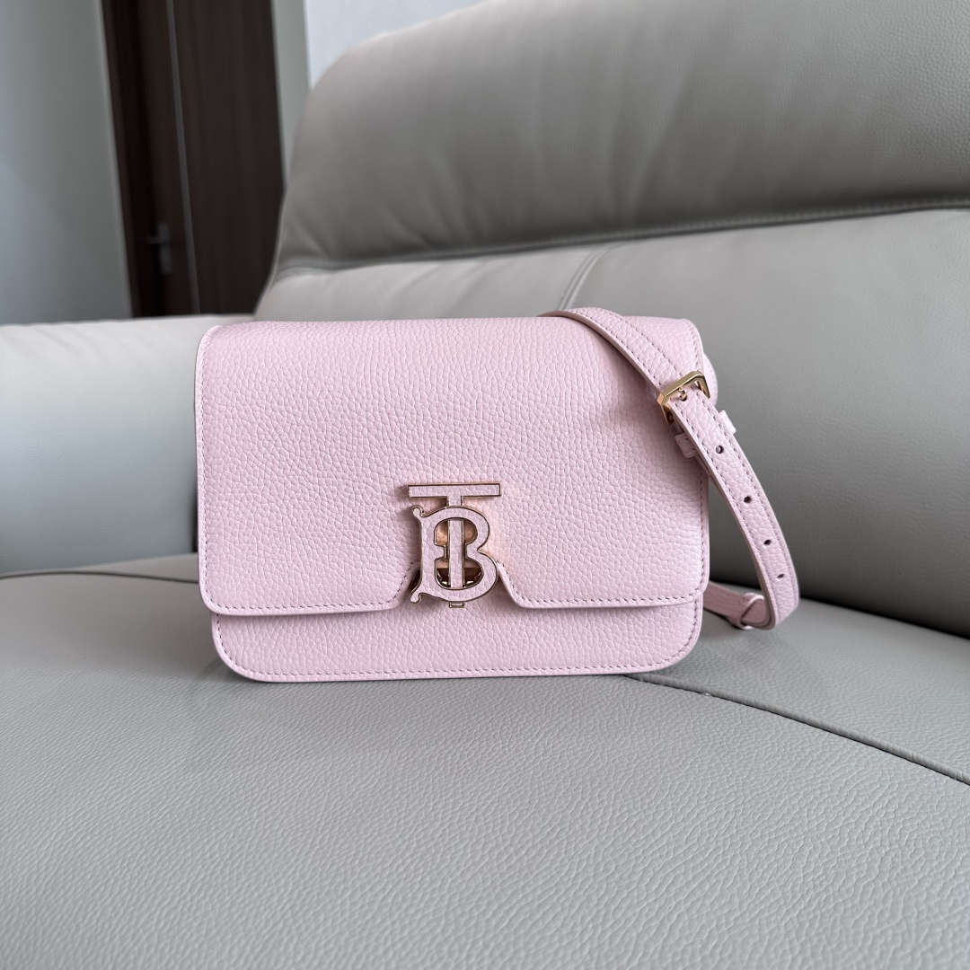 Burberry TB logo-plaque Calf Leather Shoulder Bag | Pink