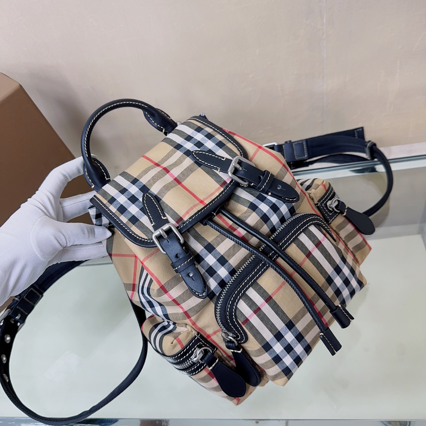 BURBERRY Vintage Check Small Rucksack Backpack Antique