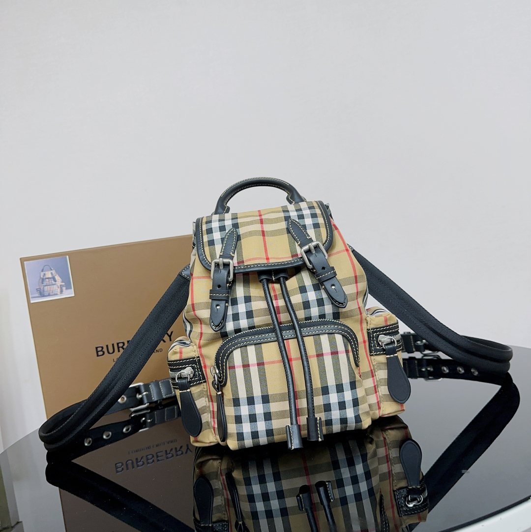 BURBERRY Nova Check Backpack Canvas Beige