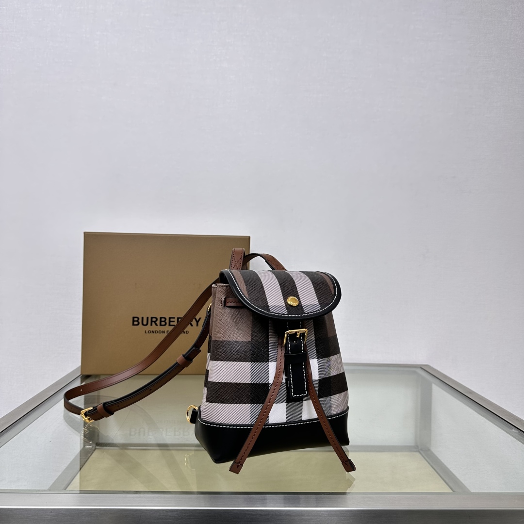 Burberry Check Backpack in Dark birch brown – Women | Burberry.