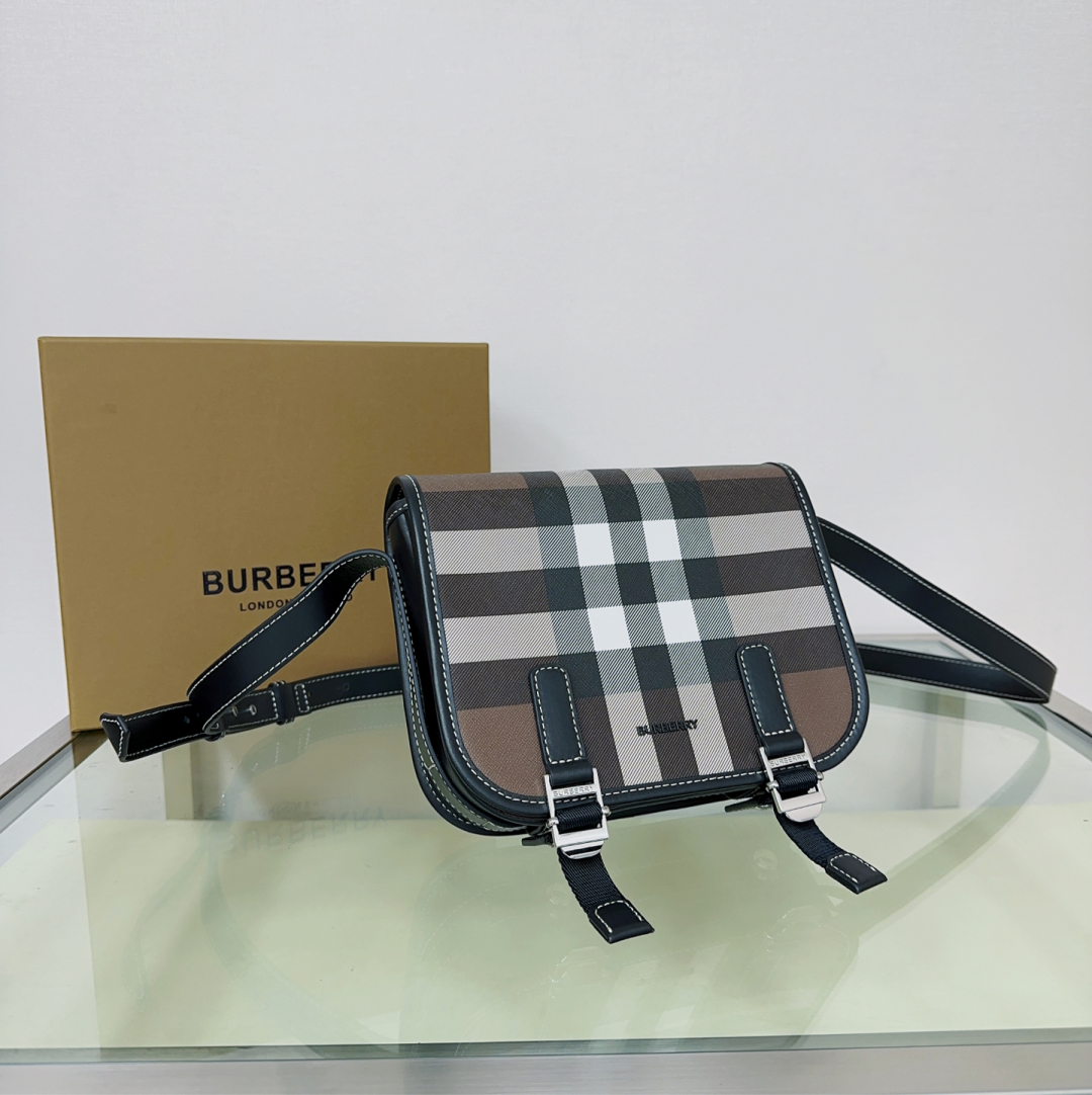 BURBERRY E-Canvas Giant Check Rider Crossbody Dark