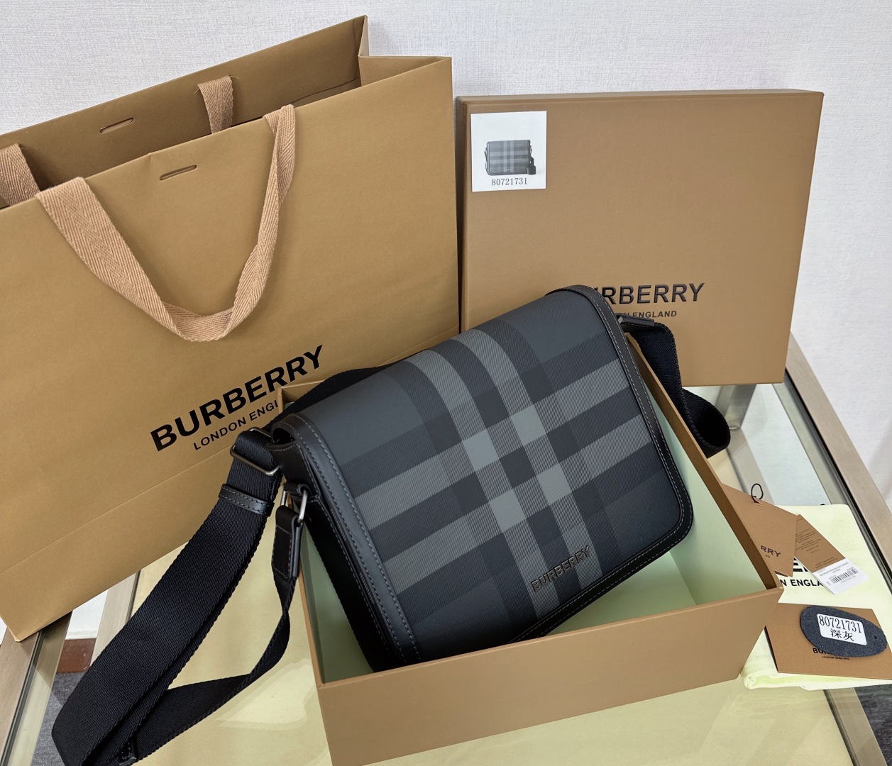 Burberry Black Small Alfred Messenger Bag In Charcoal