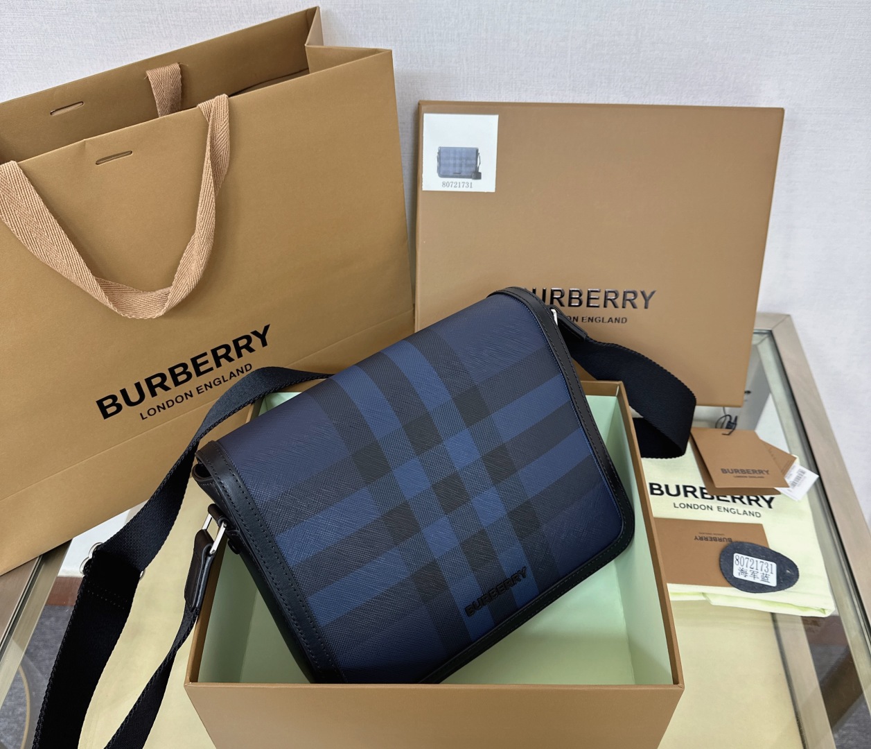 Burberry – Logo-Embellished Leather-Trimmed Checked BURBERRY  03259