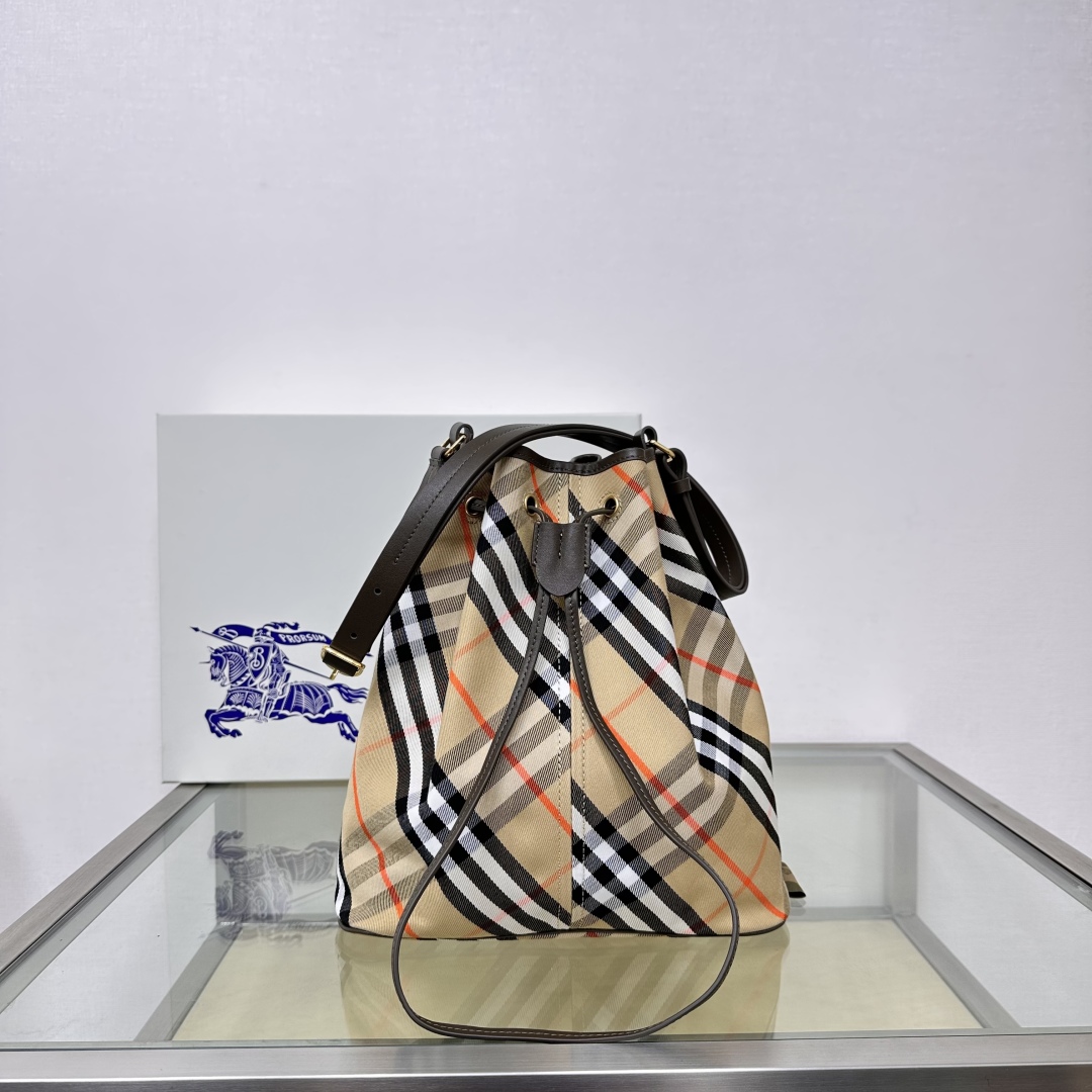 Burberry Vintage Check Bucket Shoulder Bag Beige | eBay