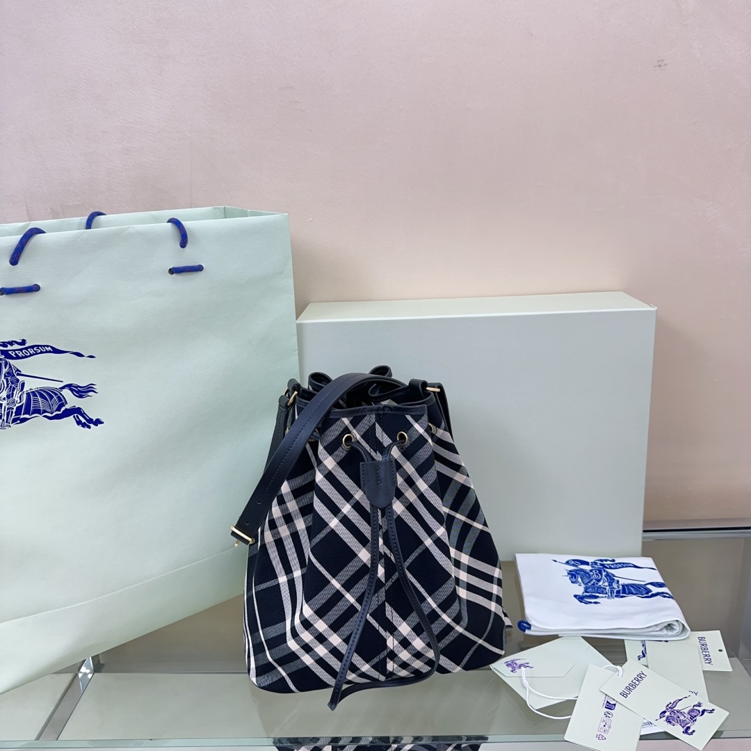 Burberry Mini Check Cotton Twill Bucket Bag BURBERRY  04369