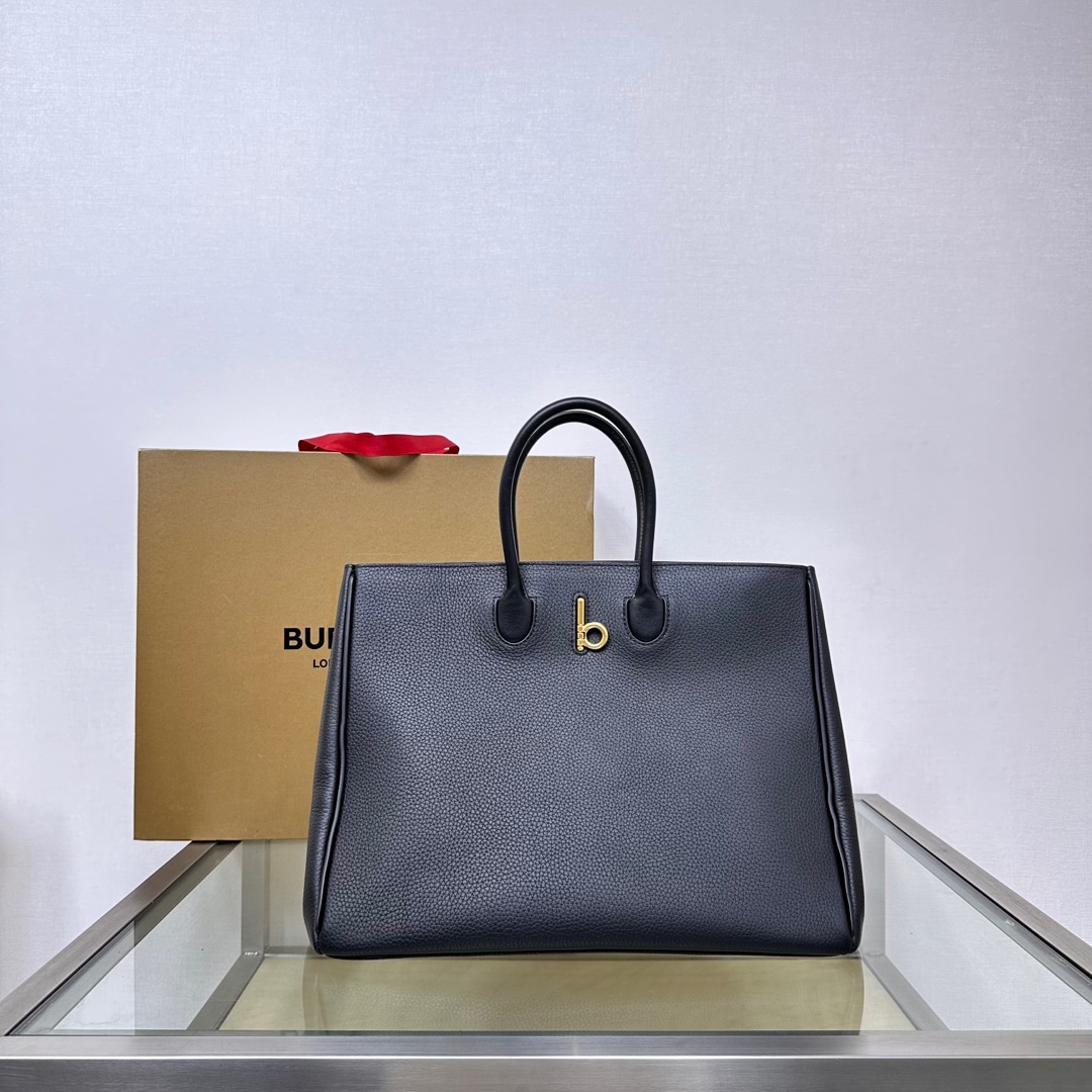 Burberry Rocking Horse Medium Black Leather Tote