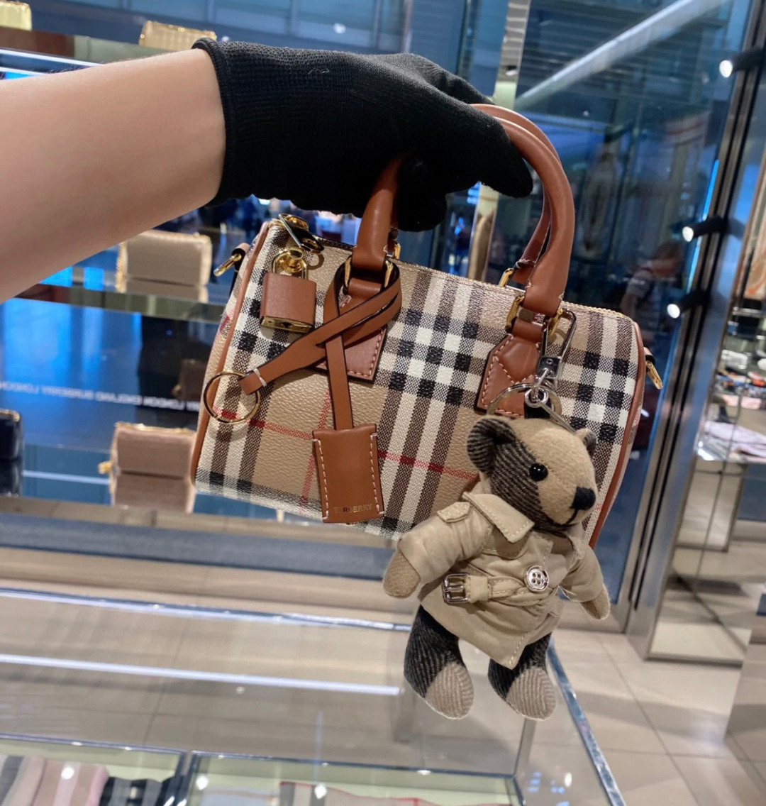 Burberry Canvas & Leather Mini Bowling Bag Women’s Beige | eBay