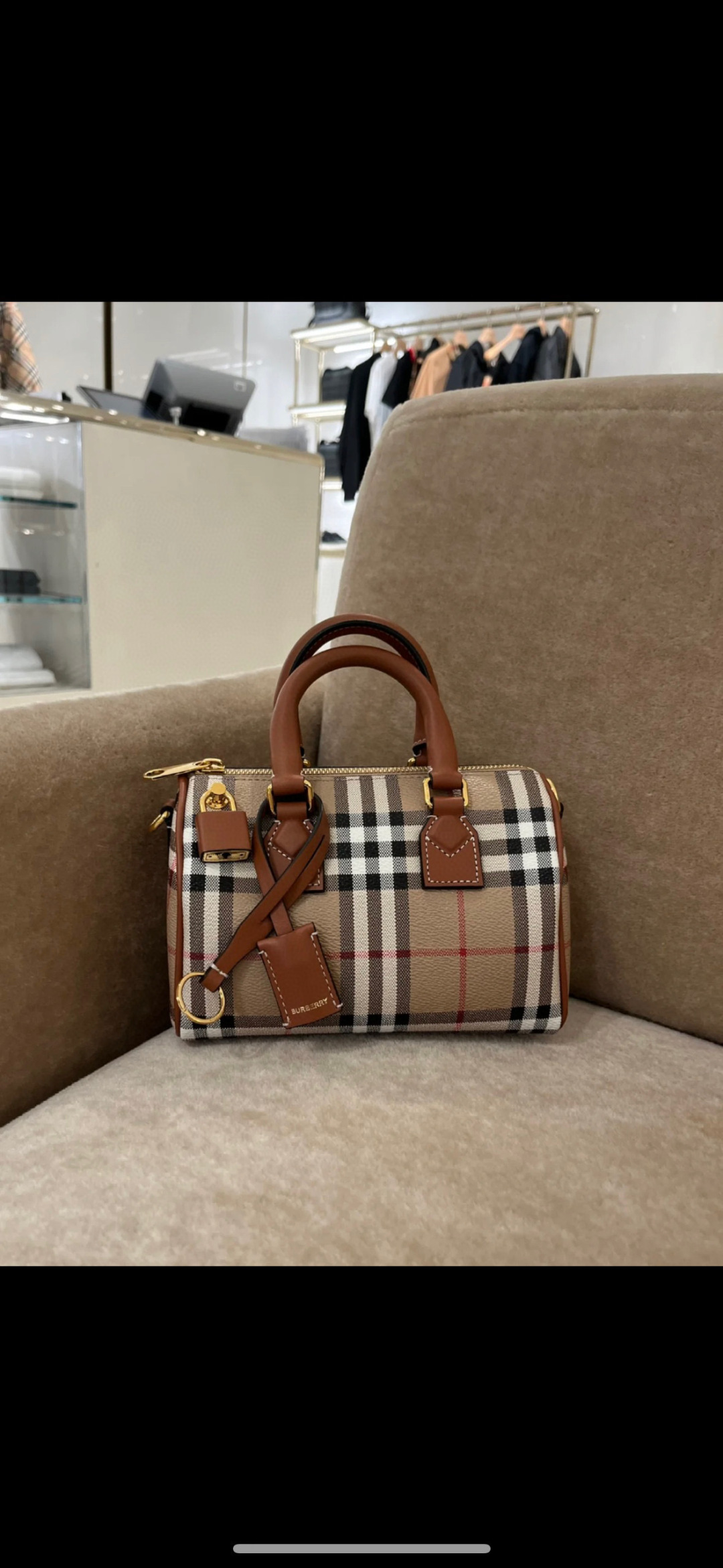 Burberry Mini Check Bowling Bag  BURBERRY  048311