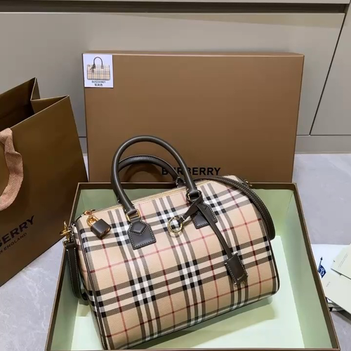 Burberry Medium Check Bowling Bag | Brown  BURBERRY  04889
