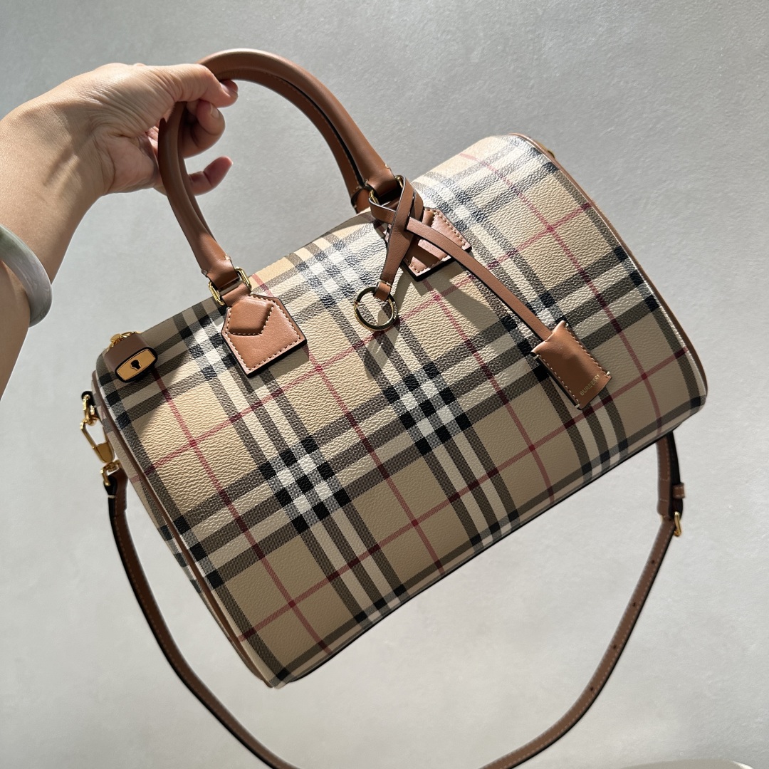 BURBERRY Medium Check Bowling Bag in Military – Women | Burberry