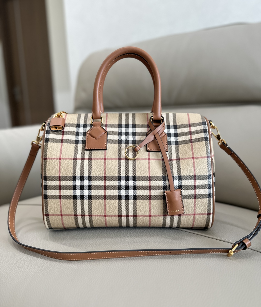 Burberry Bowling Check Top-Handle Bag