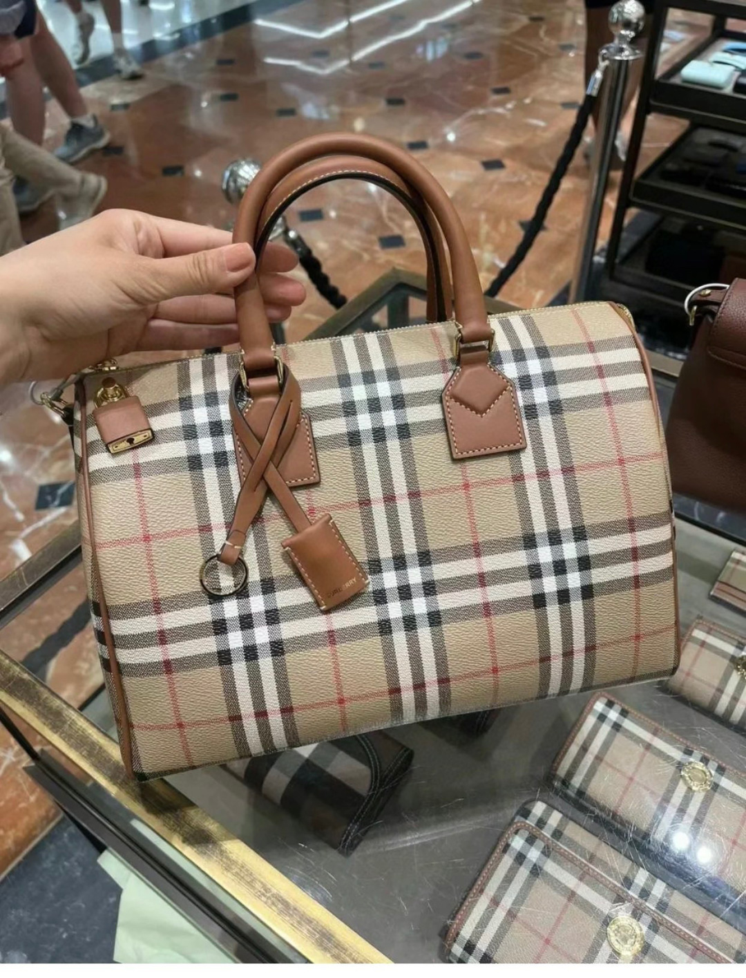 Burberry Medium Check Satchel Bag in Natural  BURBERRY  04979