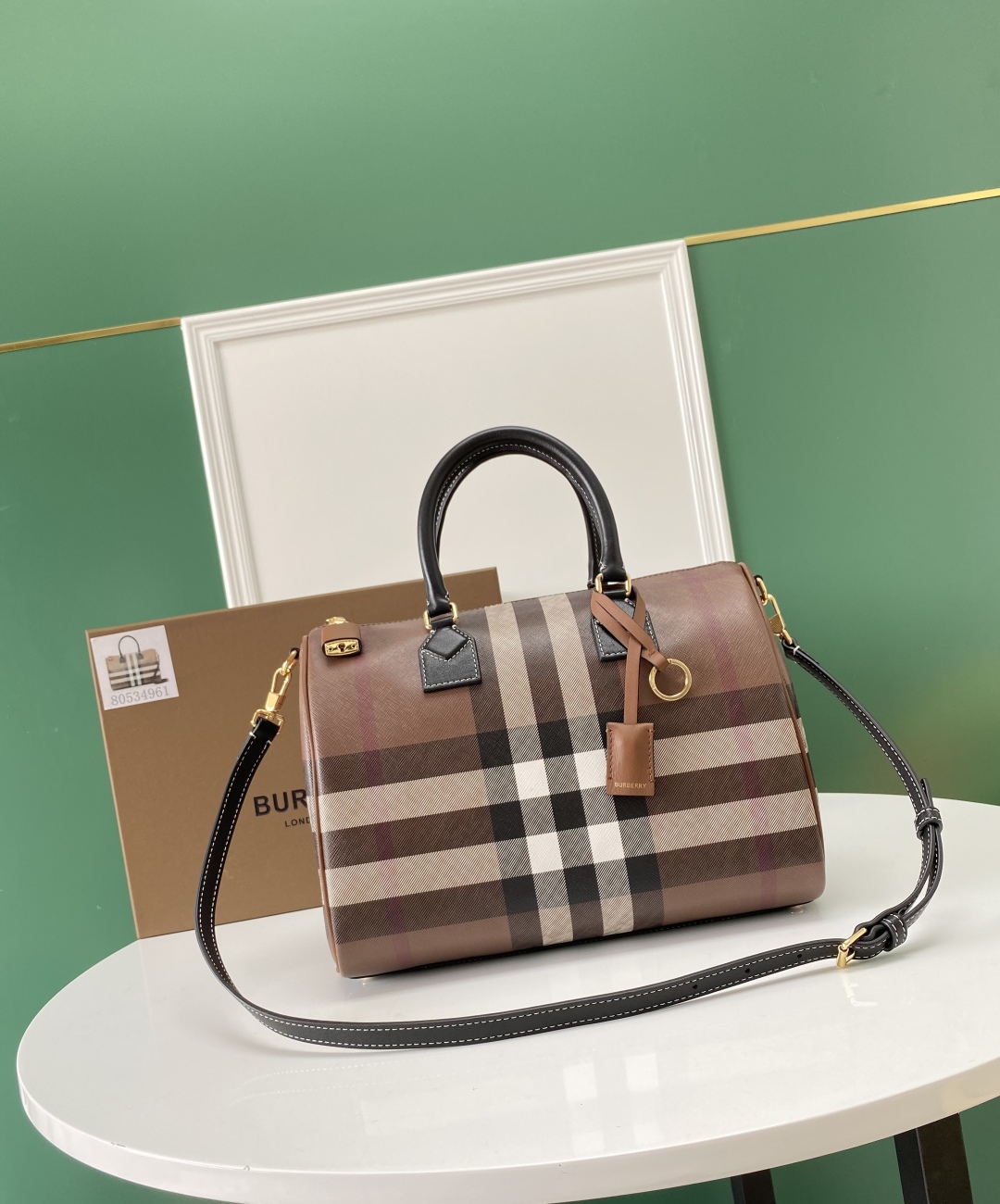 BURBERRY Medium Check Bowling Bag in Dark birch brown – Women |