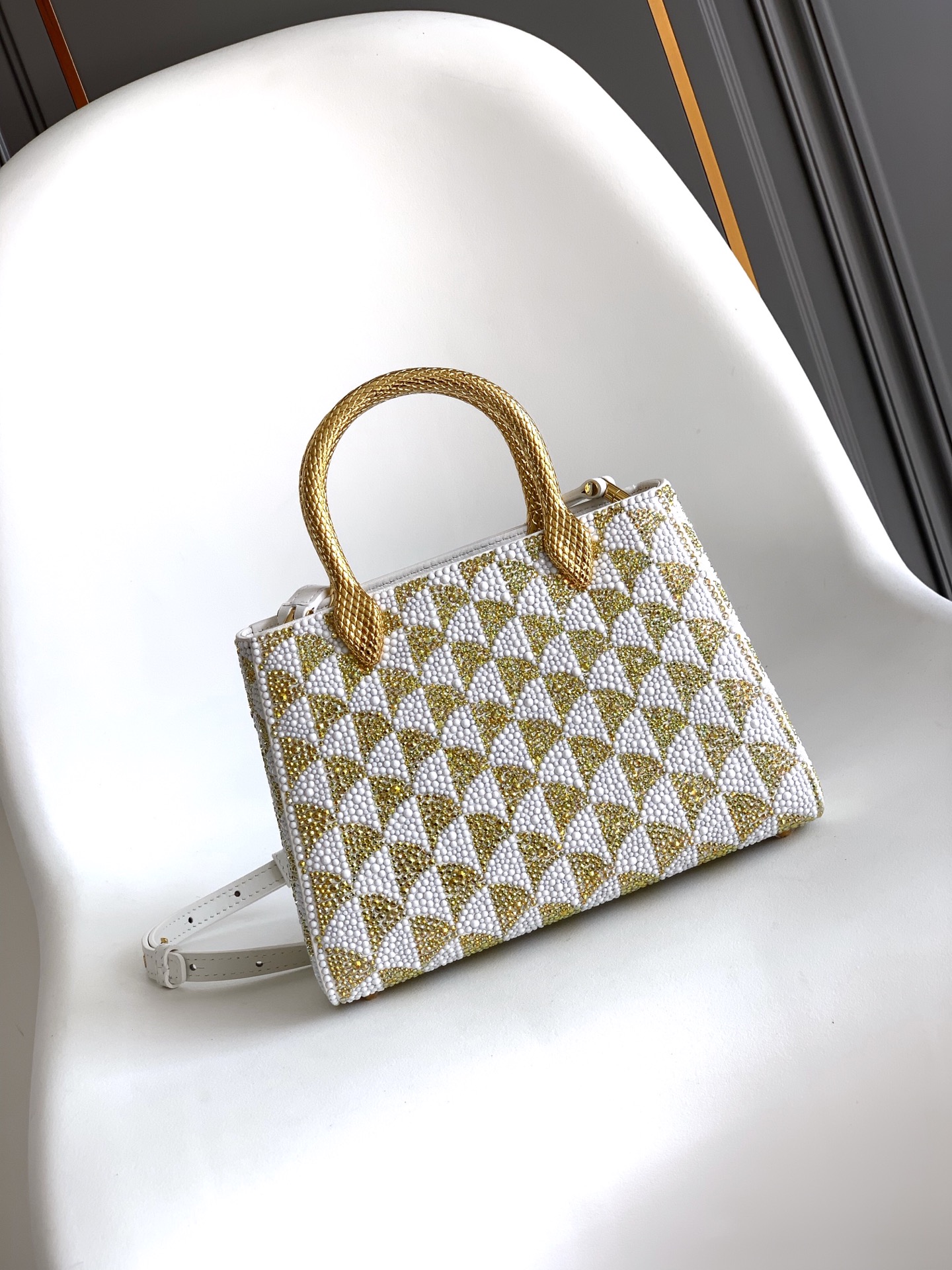 Bvlgari Small Embellished Leather Serpentine Duo Tote