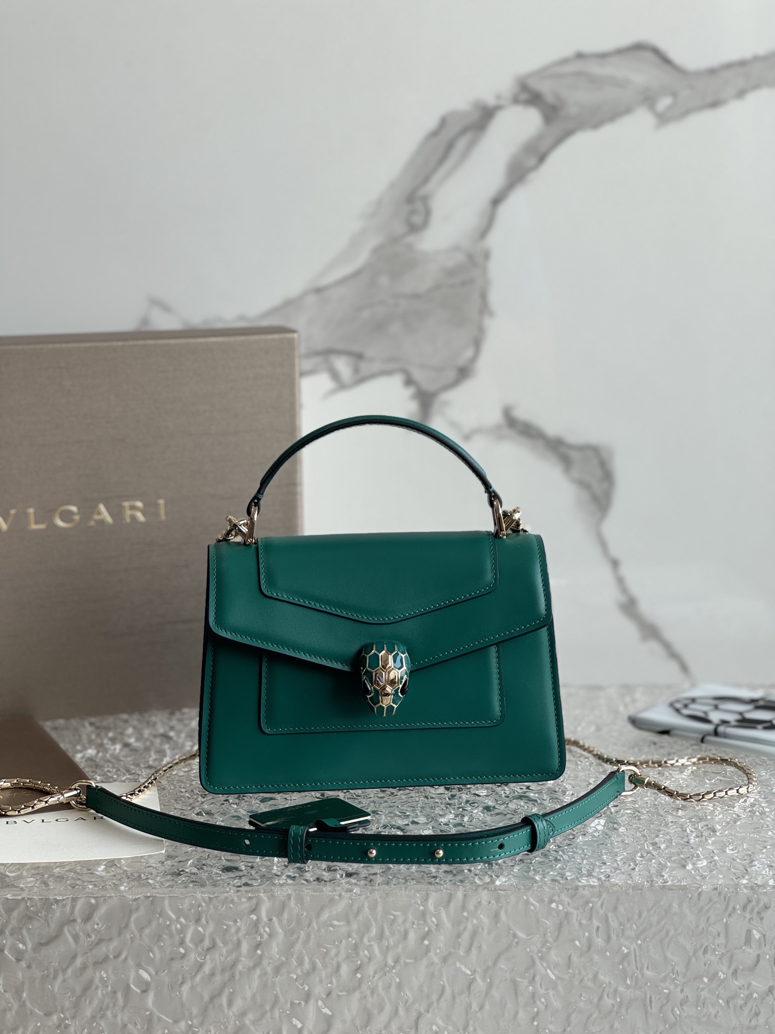 Bvlgari Leather Serpenti Forever Top-Handle Bag |