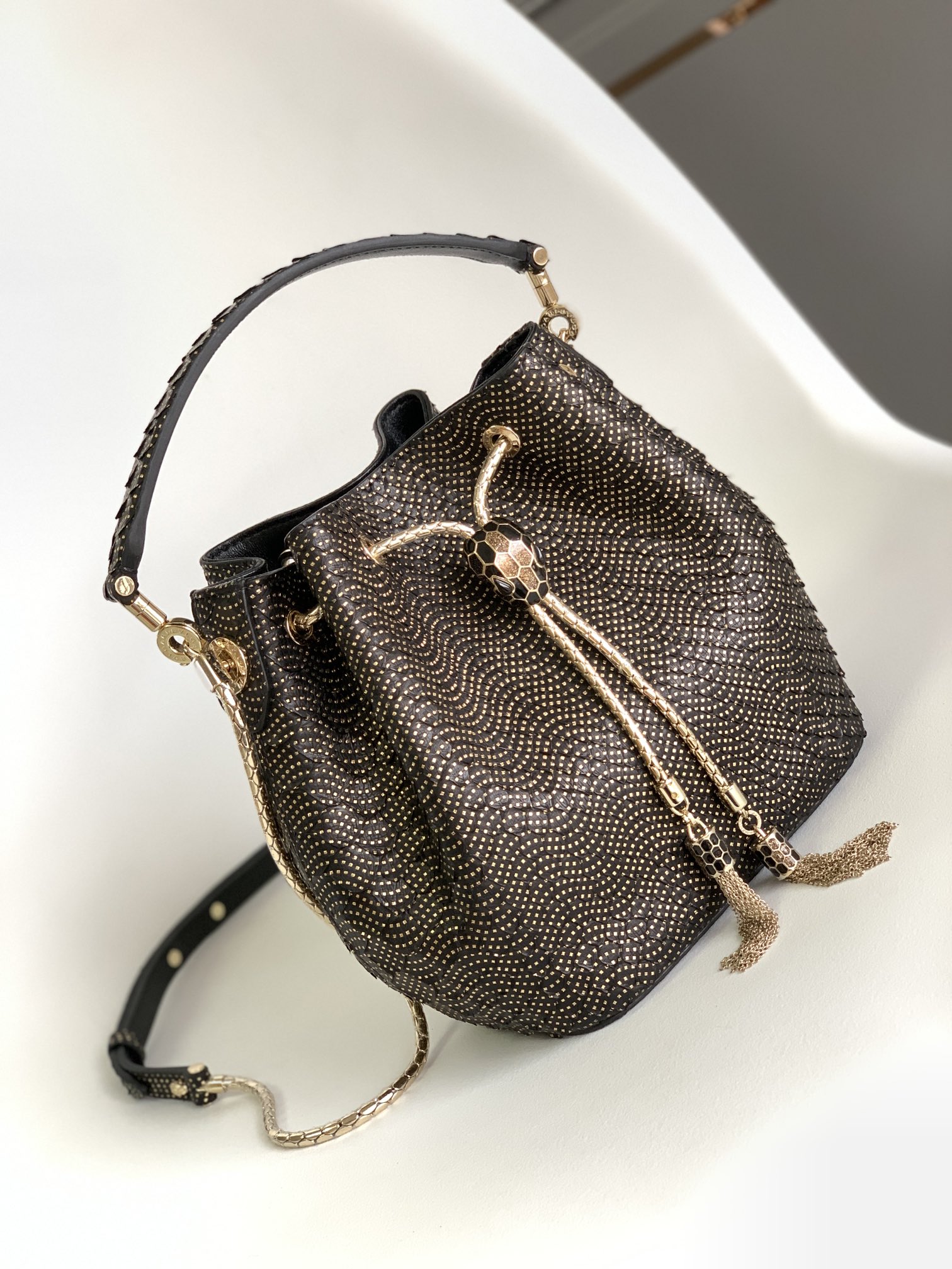 Bvlgari Karung Serpenti Forever Bucket Bag – Grey Bucket Bags,