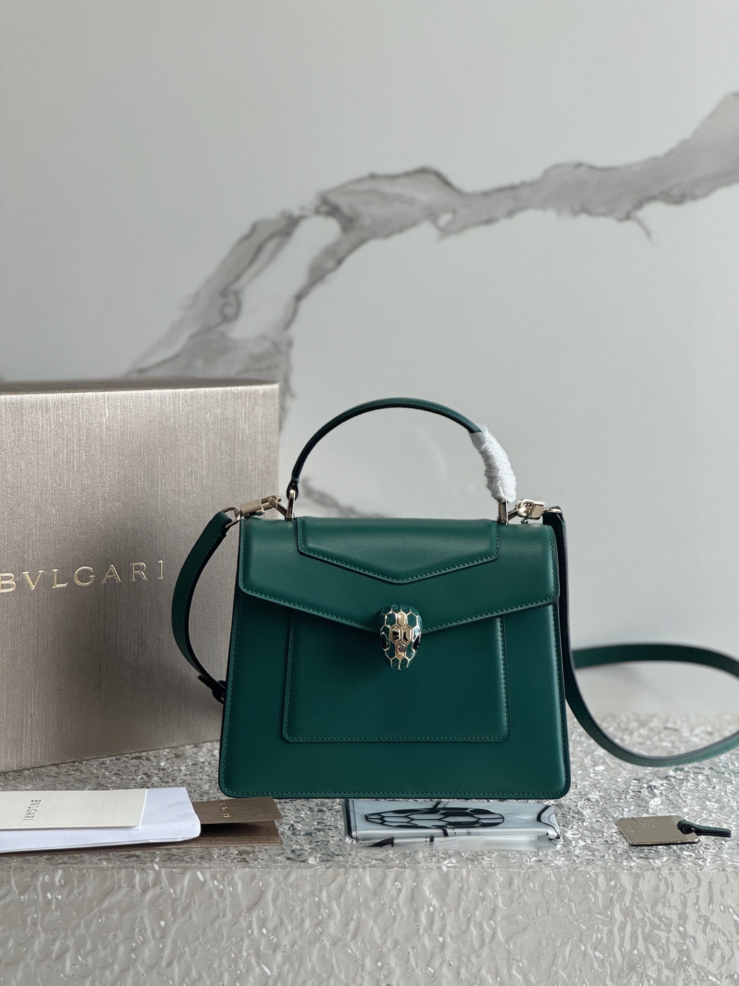 BVLGARI Serpenti Forever Top Handle Bag 289666 in Green