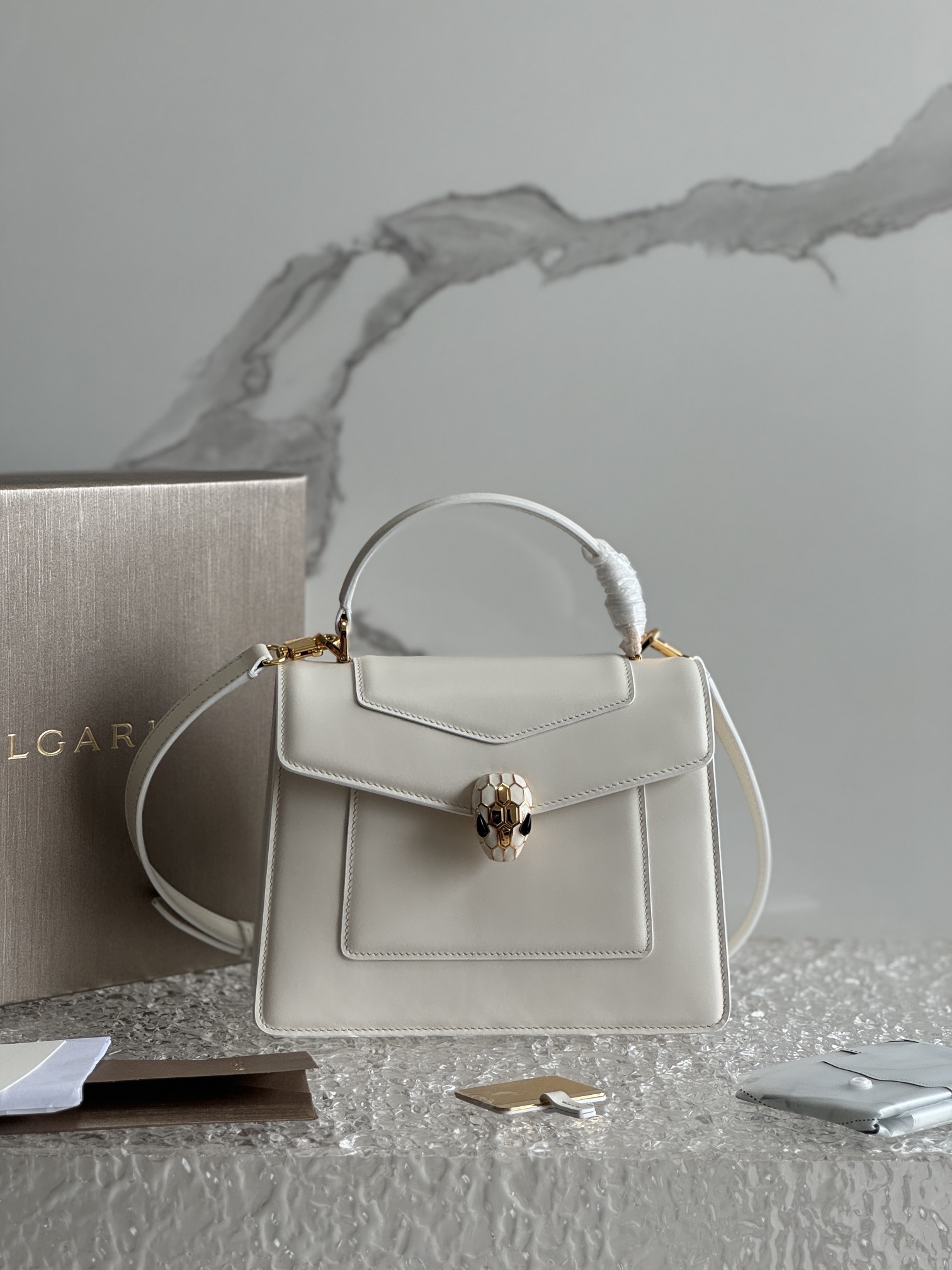 Bvlgari Small Leather Serpent Forever Shoulder Bag for WHITE