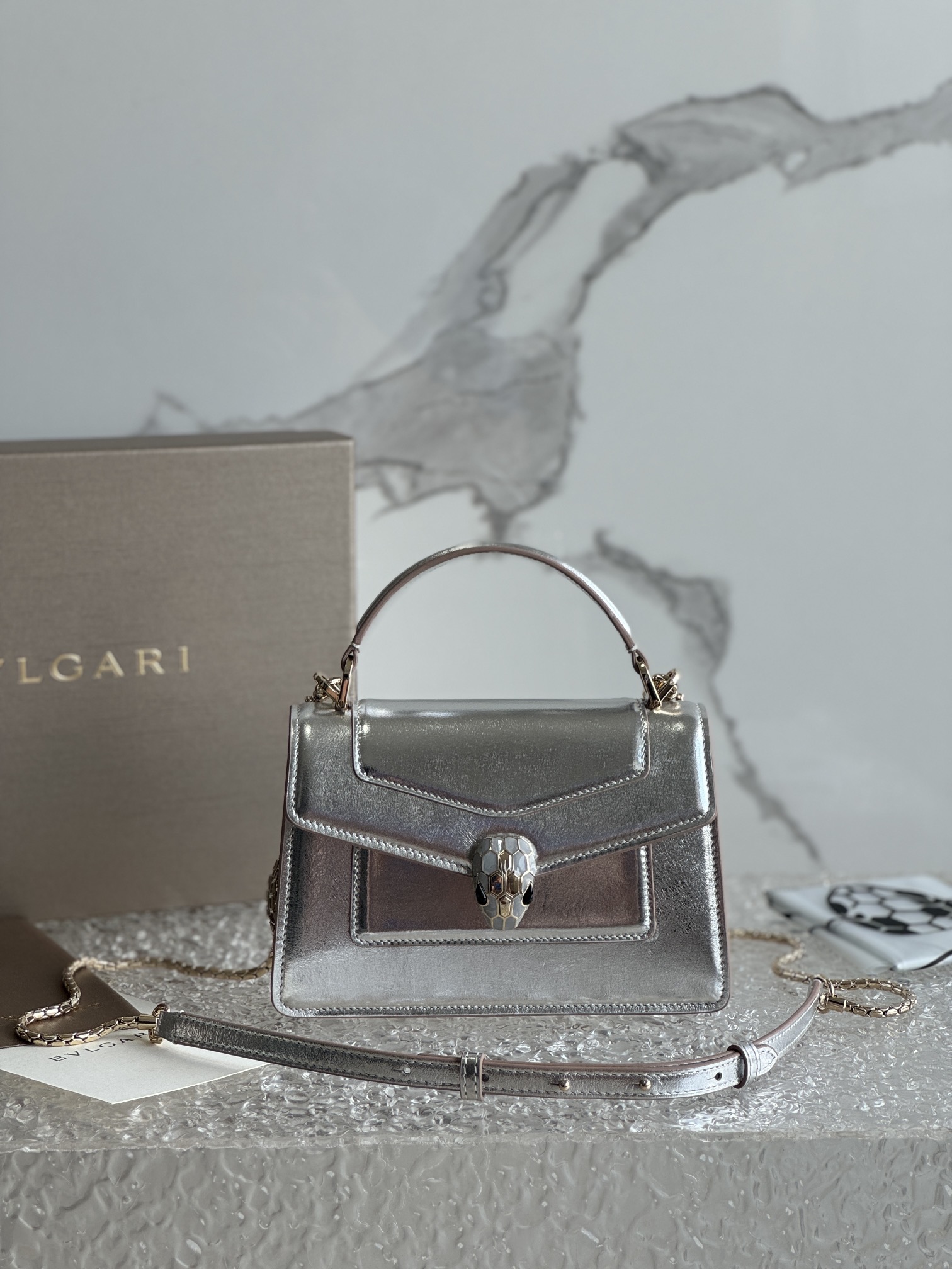 BULGARI Metallic Calfskin Serpenti Forever Top Handle Bvlgari 00109