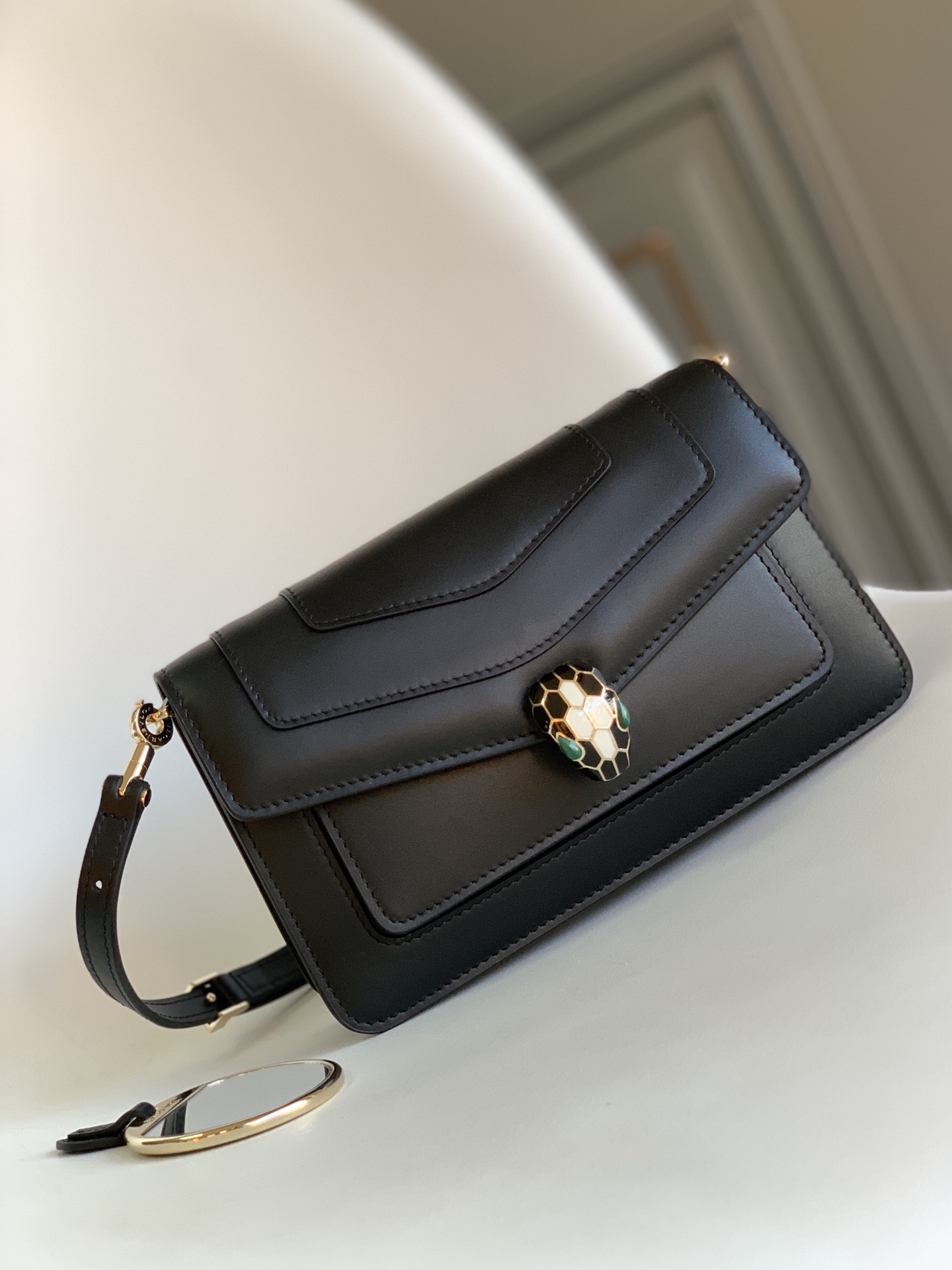 Bvlgari Black Leather Serpenti Forever Flap Chain Shoulder Bag Bvlgari | TLC
