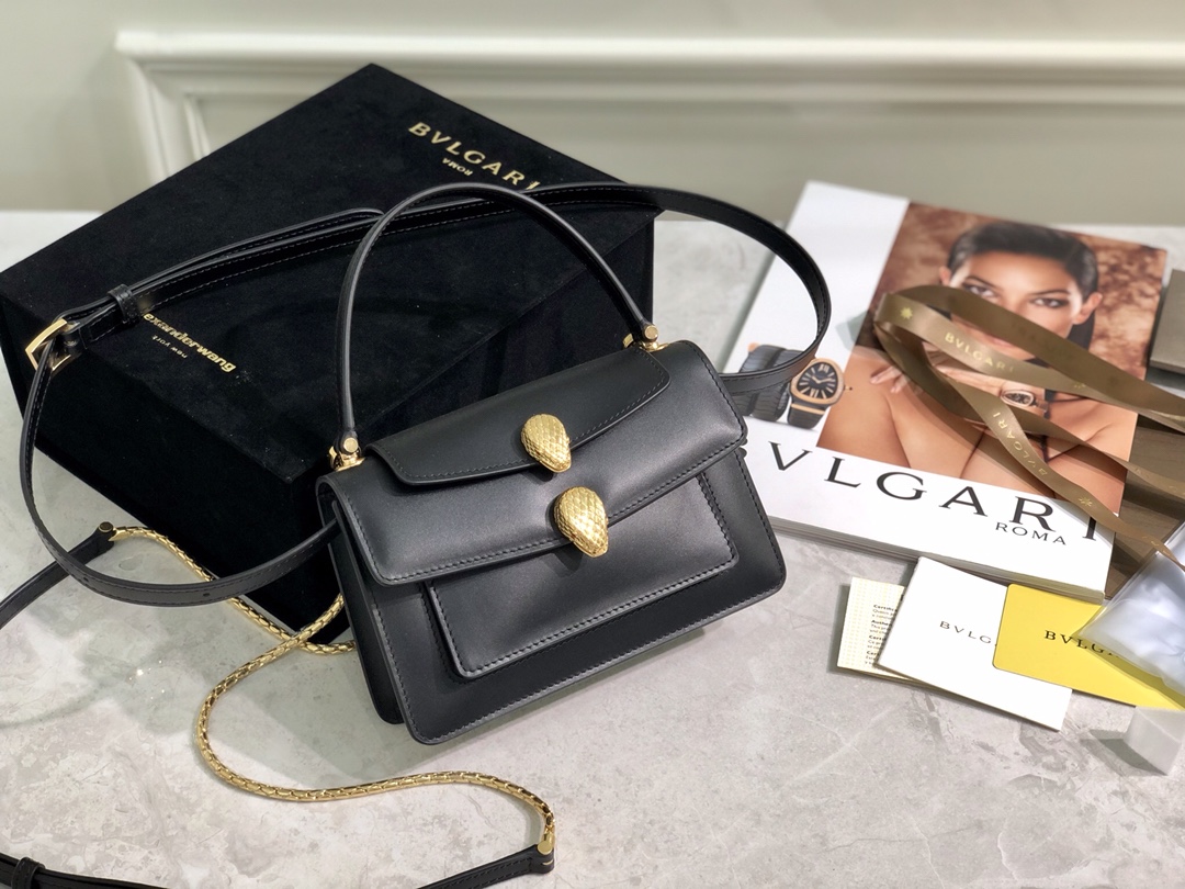 Bvlgari Leather Serpenti Duette – Black Handle Bags, Handbags Bvlgari