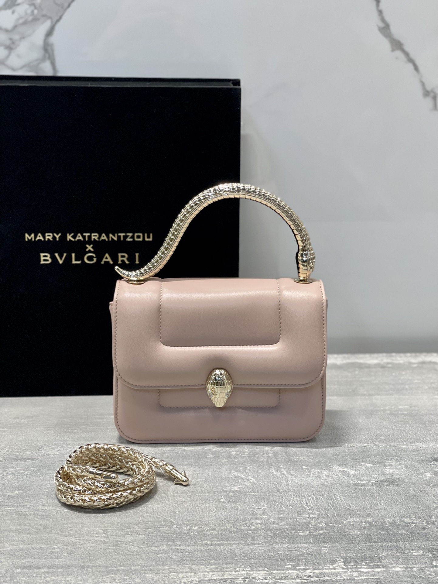 Bvlagri x Mary Katrantzou Pink Leather Top Handle Bag Bvlgari | TLC