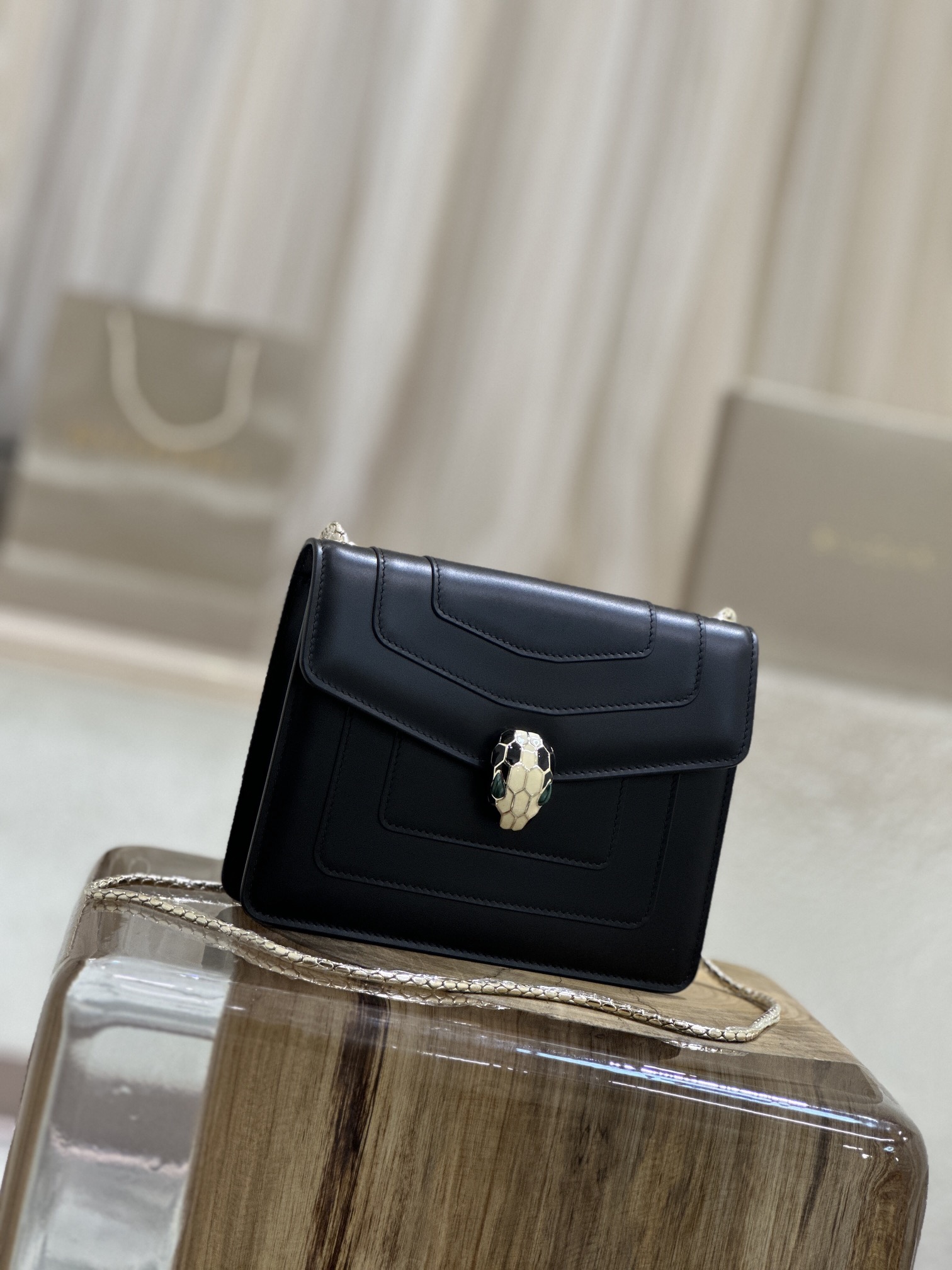 Bvlgari Black Serpenti Forever Crossbody/ Shoulder Bag Orig