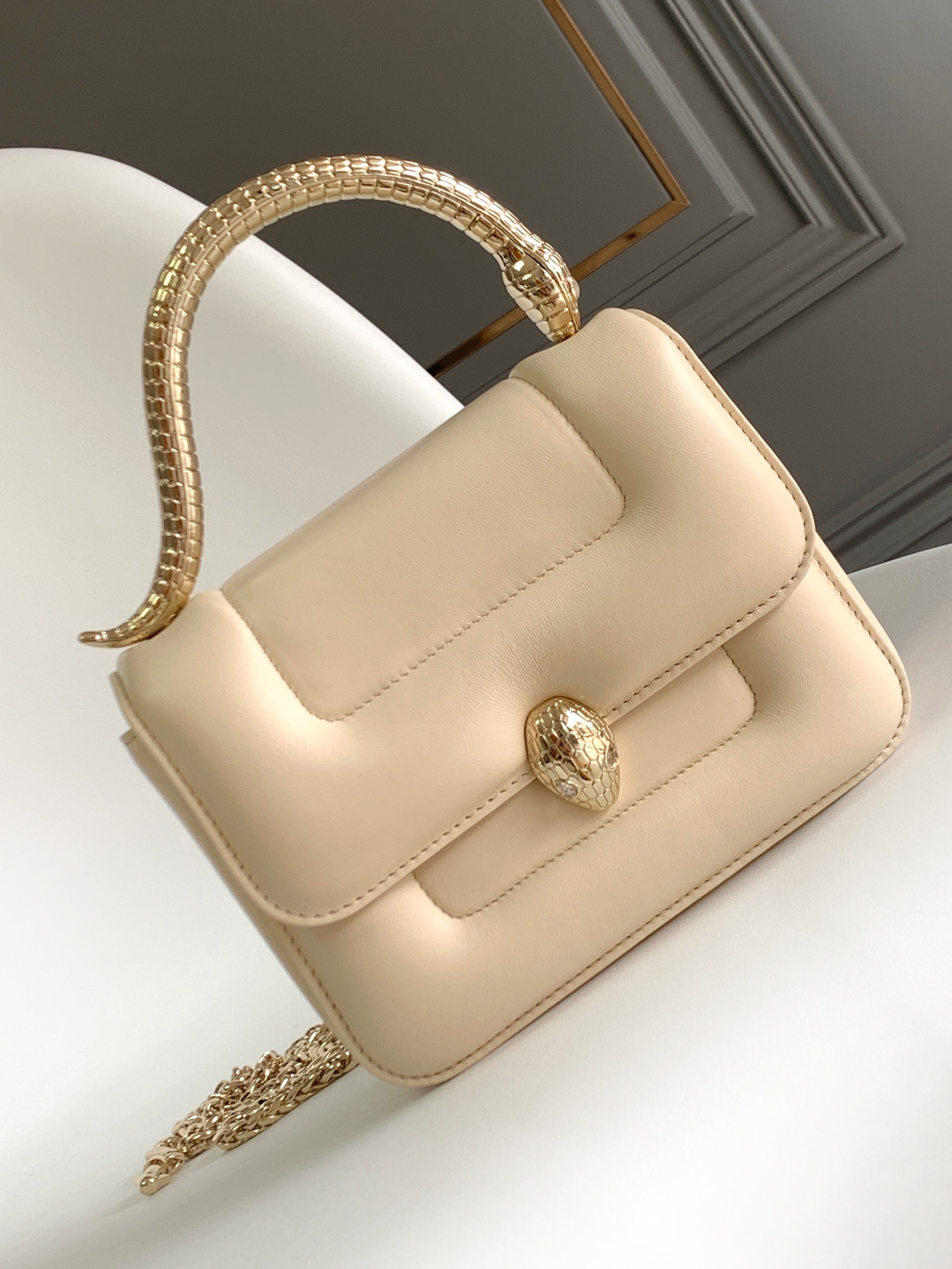 Bvlgari  BULGARI x Mary Katrantzou Calfskin Serpenti Bag White